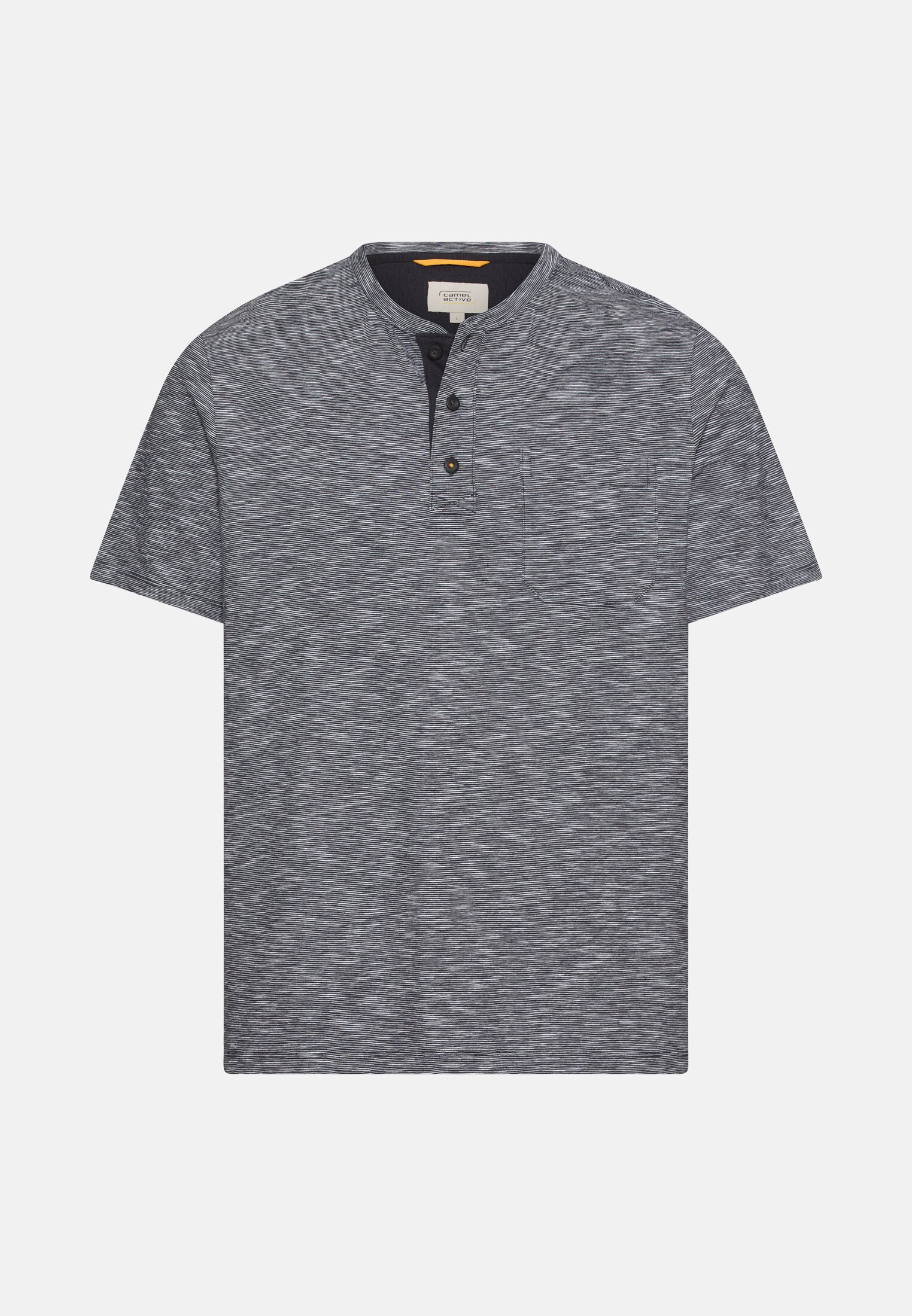 Herren T-Shirt mit Knopfleiste Dunkelblau frontal vorn