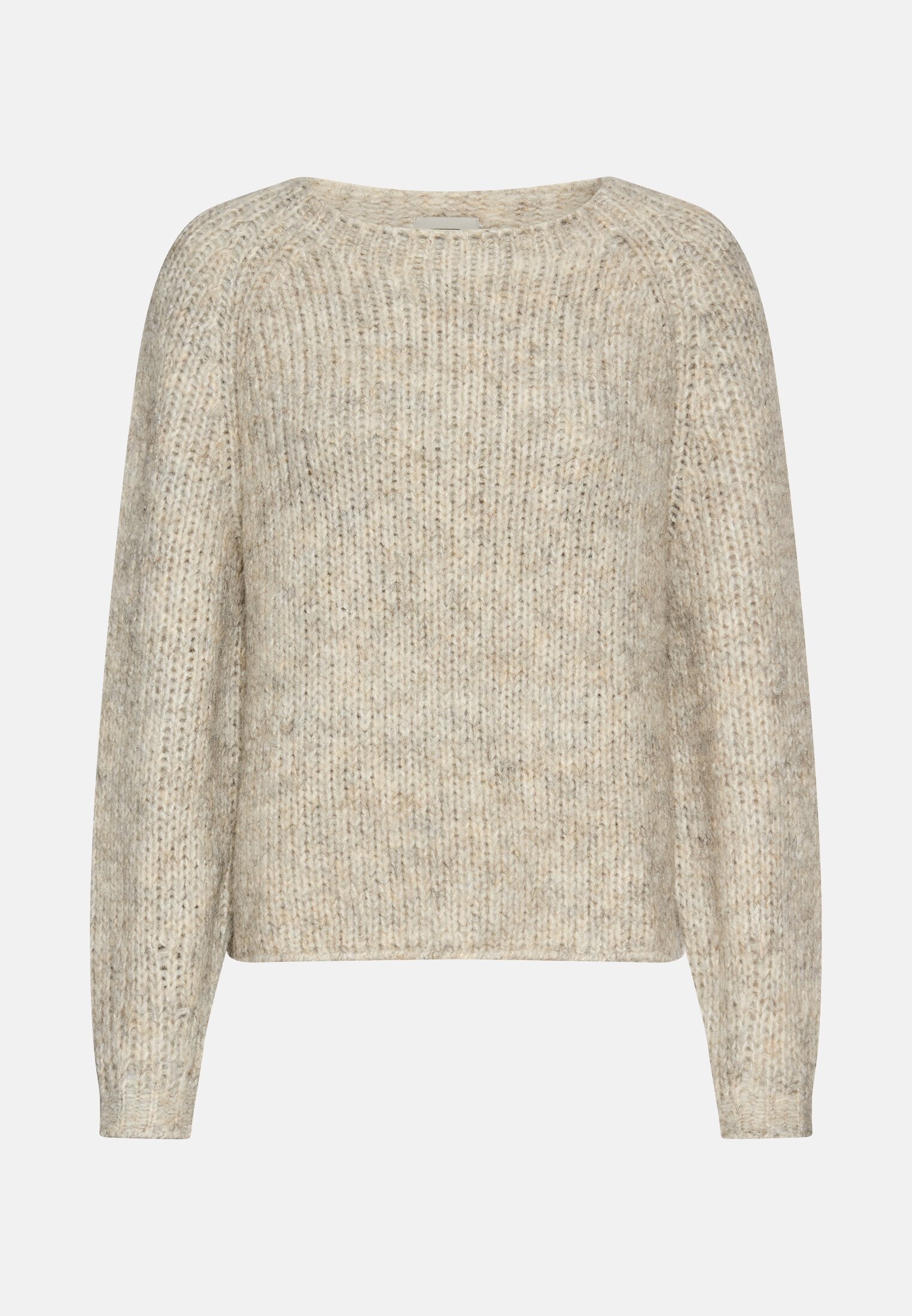 Women Knitted sweater with a crew neck Light gray frontal front
