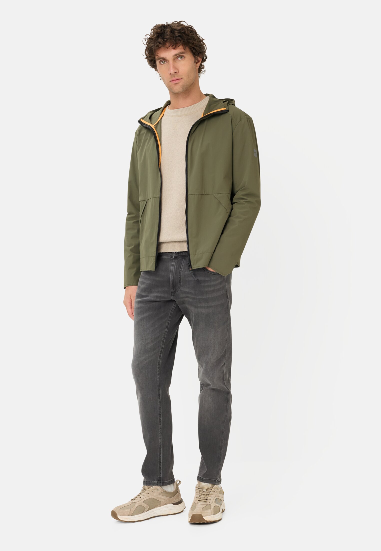 Heren Gemakkelijk in te pakken jas met capuchon Olijfgroen gedragen voor lichaam compleet