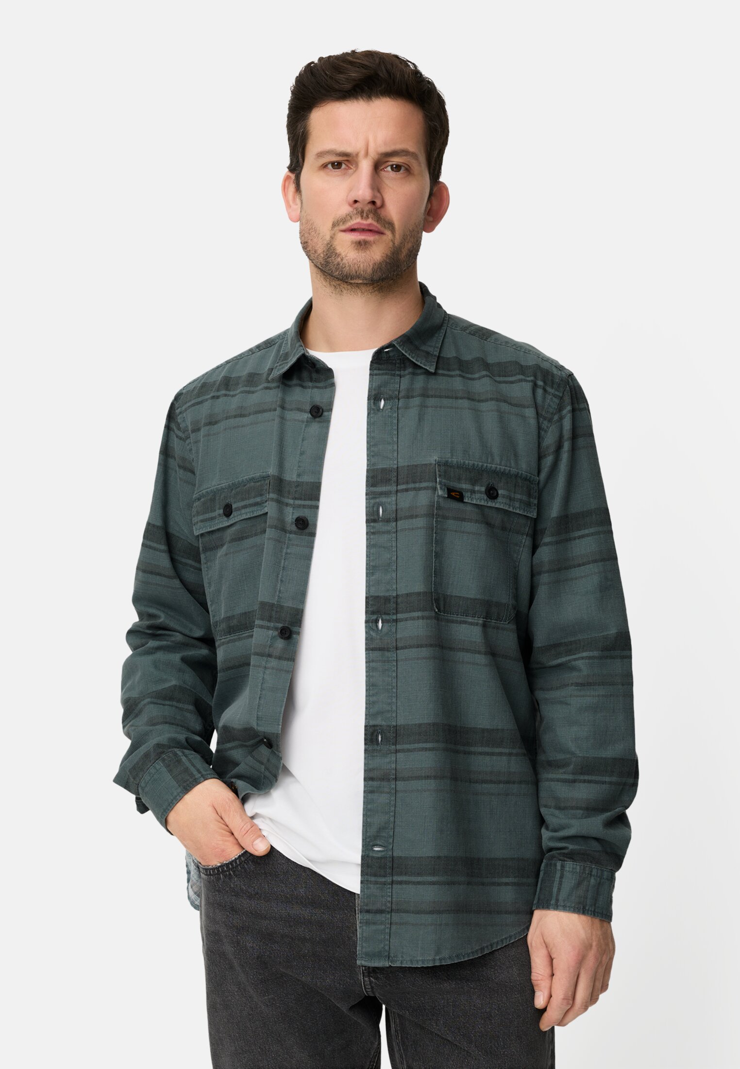 Heren Overhemd met lange mouwen van puur katoen Inktblauw gedragen voor