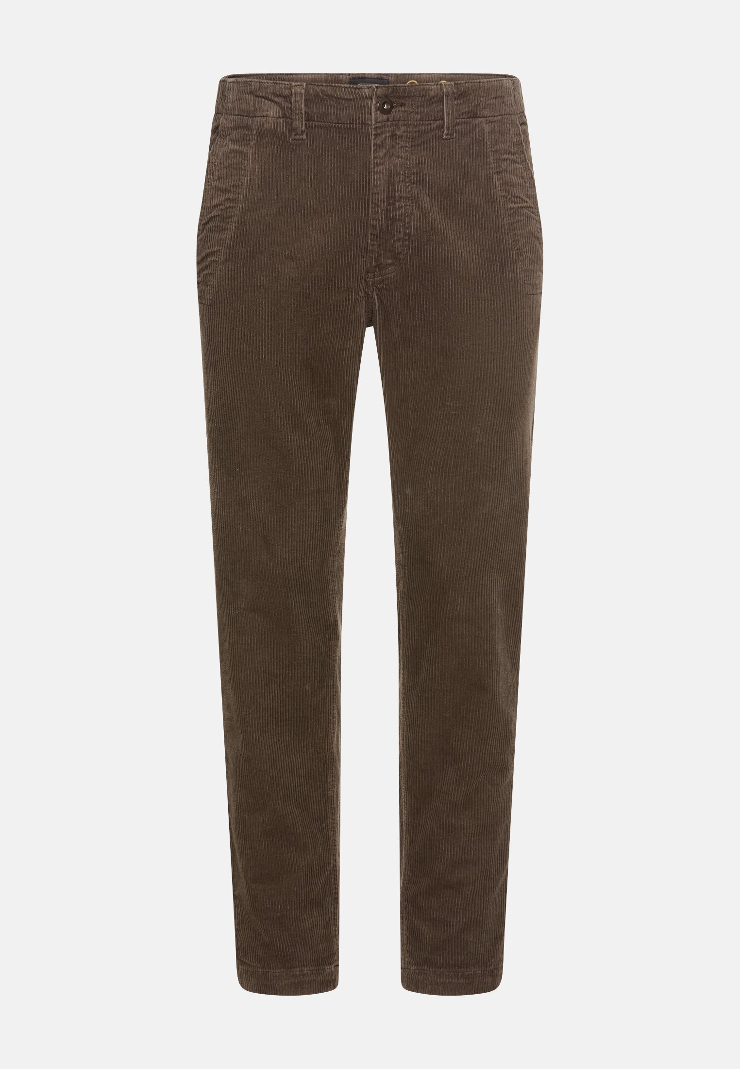 Herren Regular Fit Chino Hose aus Cord Dunkelbraun frontal vorn