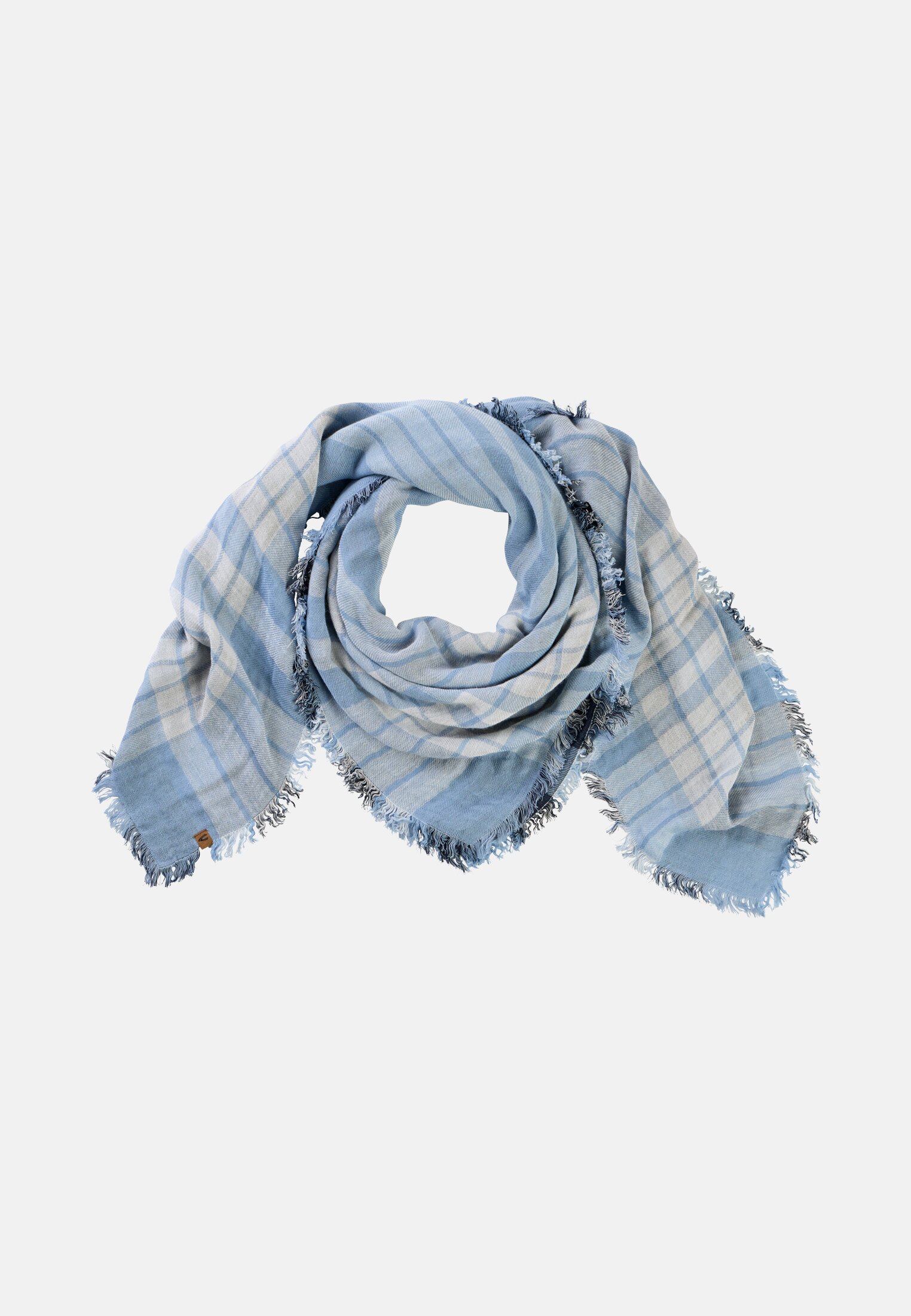 Damen Woven Schal mit fransenden Kanten Hellblau frontal vorn