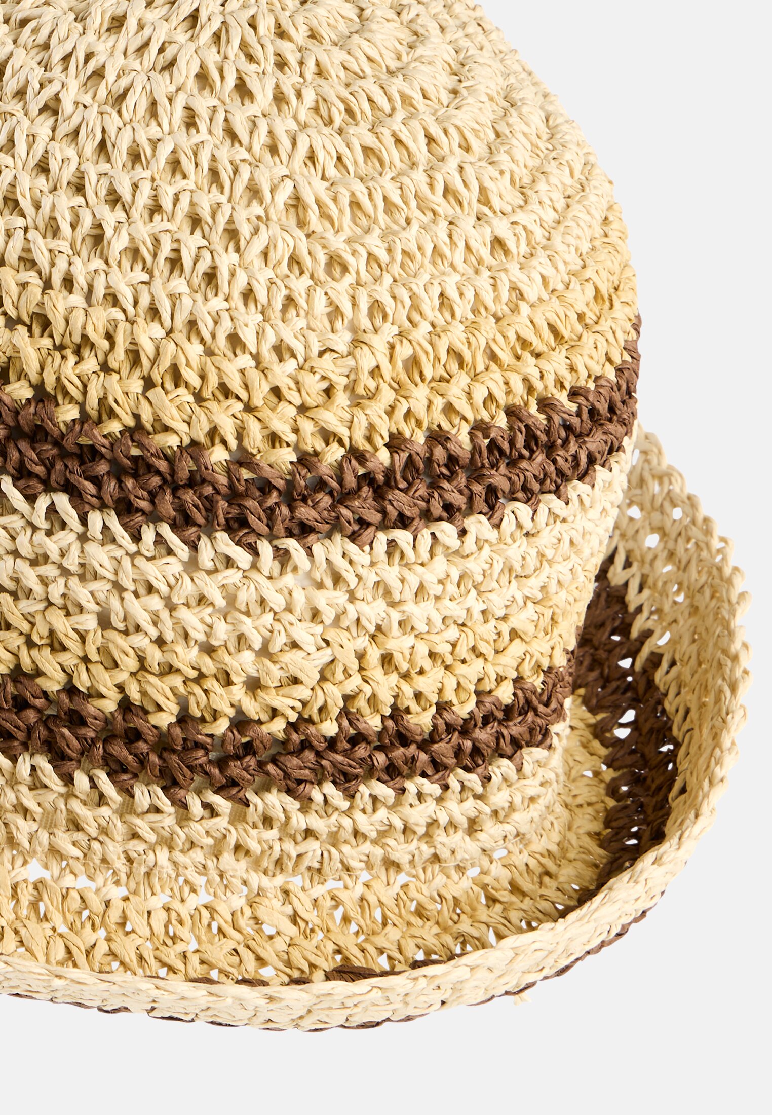 Damen Luftiger Strohhut mit Logodetail Gelb hinten nah
