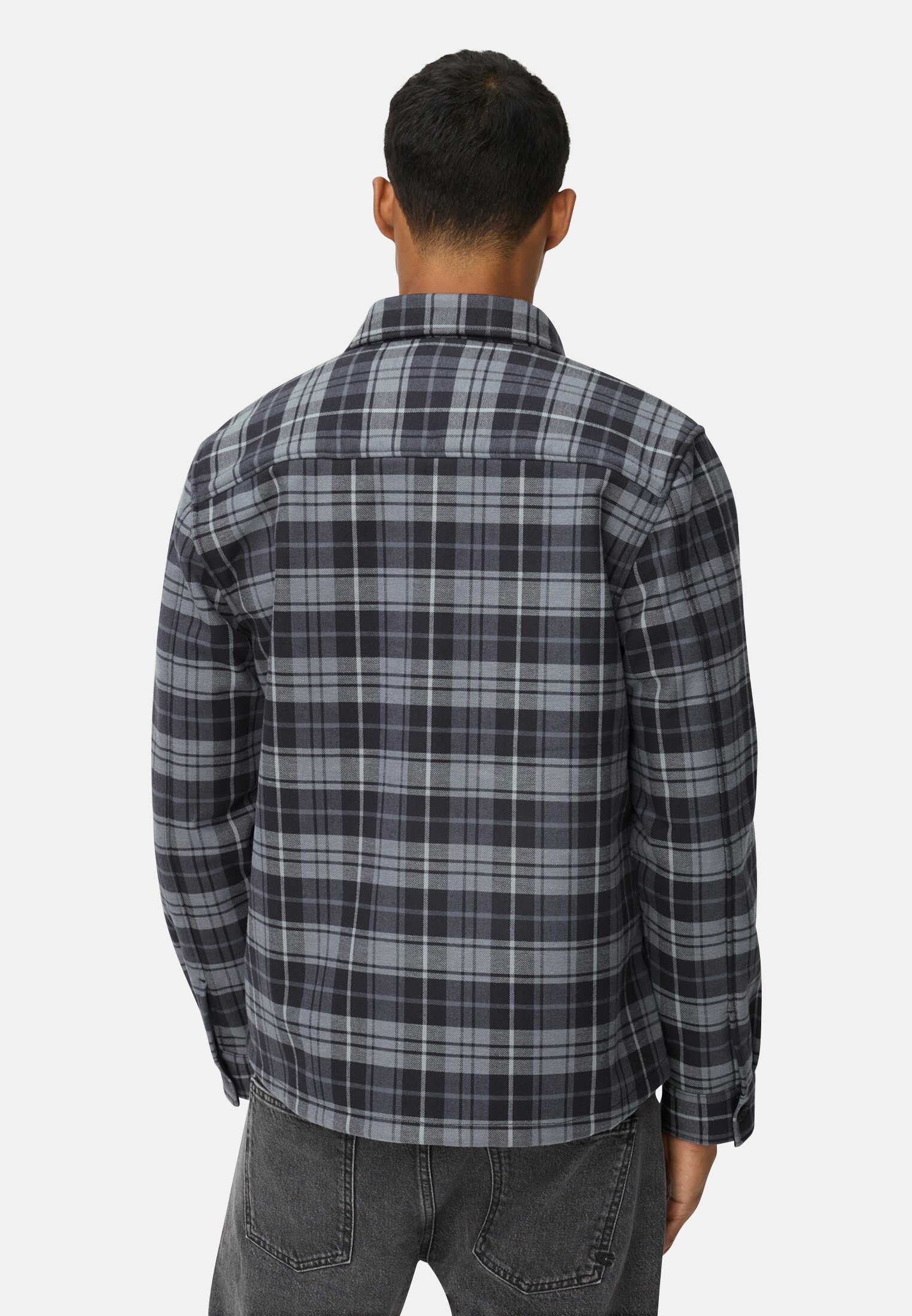 Heren Overshirt van puur katoen Marineblauw gedragen achter