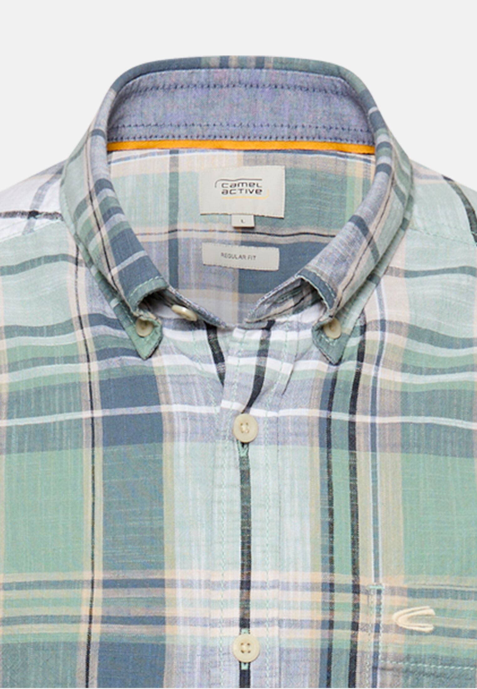 Men Check shirt made from 100% cotton Turquoise front close
