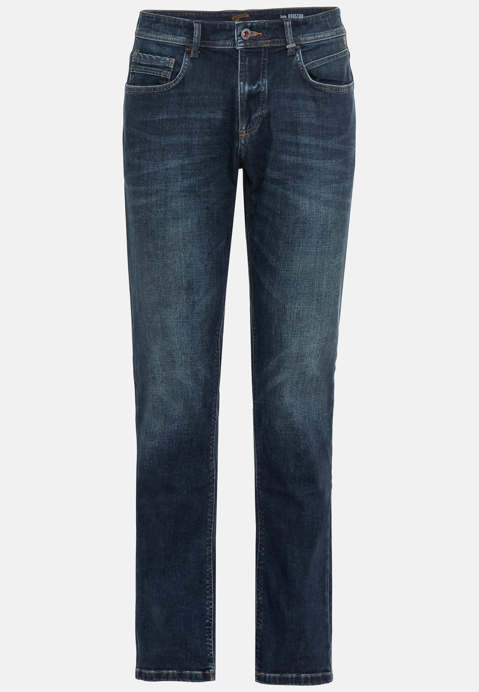 Men Regular Fit 5-Pocket Jeans in Cotton Dark Blue frontal front