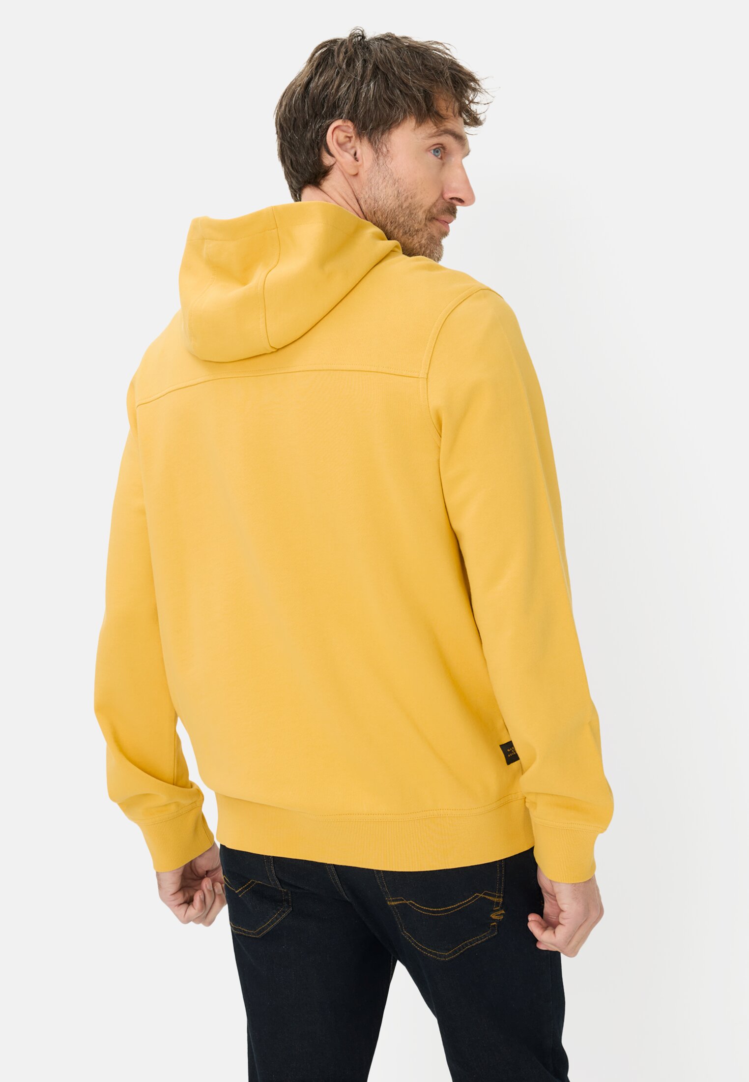 Men Sweat jacket with pockets Sun Yellow worn back