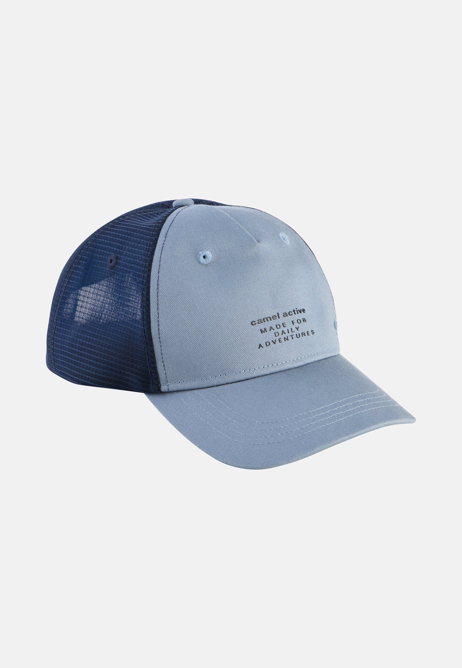 Herren Cap aus reiner Baumwolle Sturmblau frontal vorn