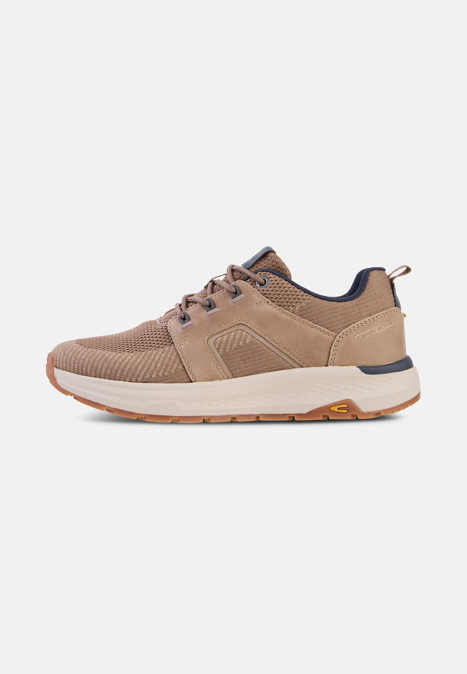 Herren Sneaker aus Leder-Textil Mix Sand frontal vorn