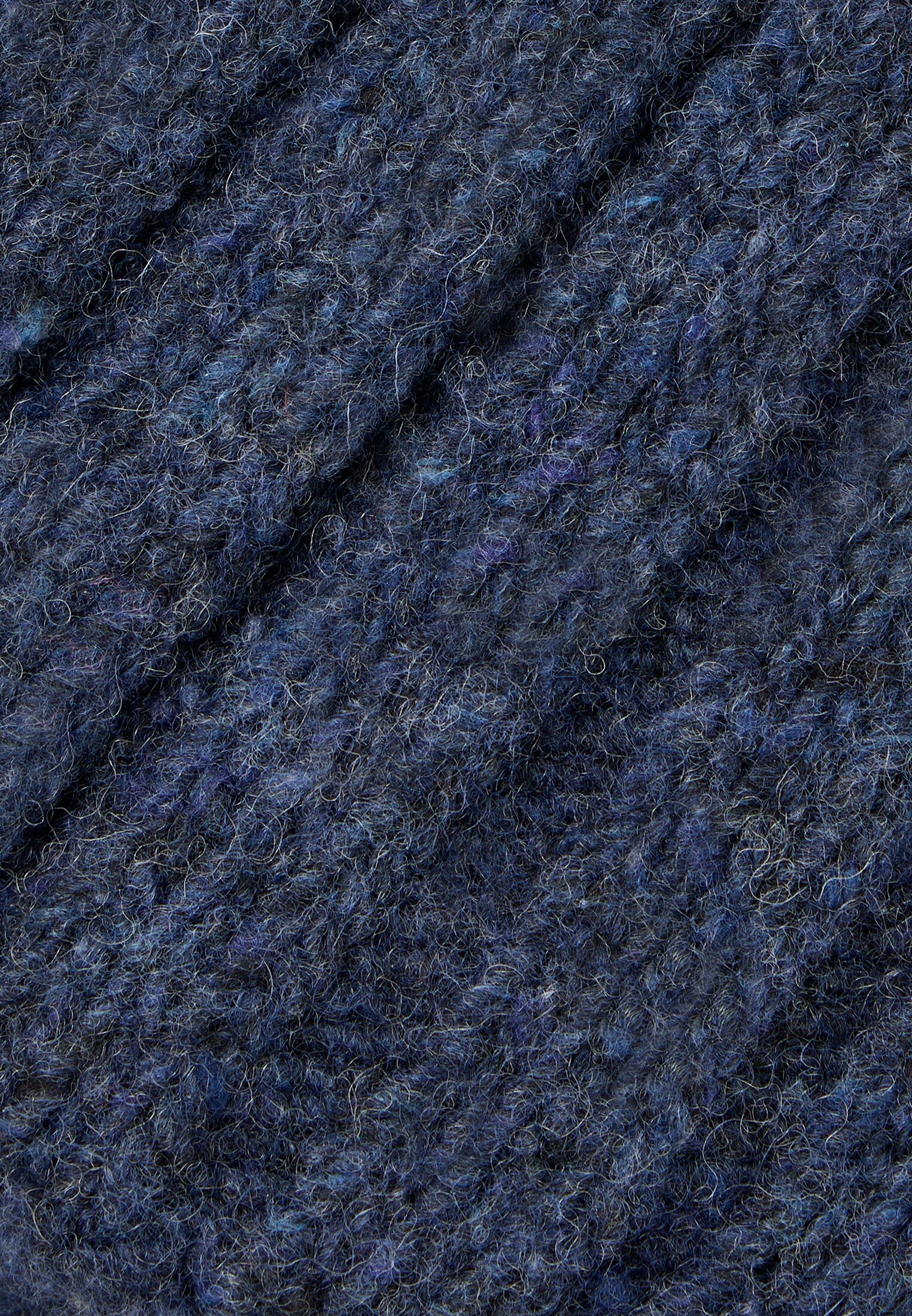 Men Warm knit hat with cuff Navy blue frontal top