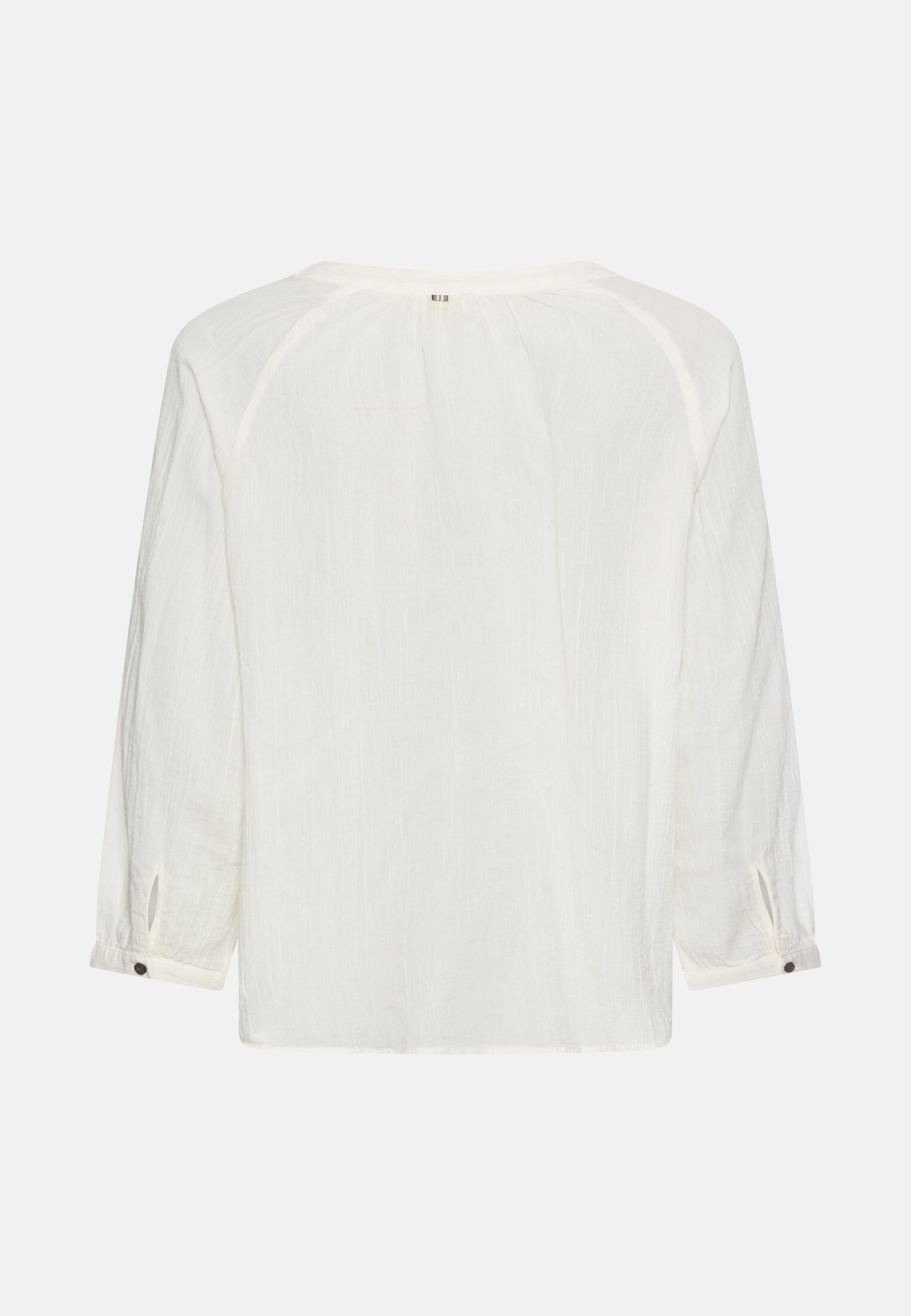 Damen Oversize-Bluse mit Stehkragen Milchweiß frontal hinten