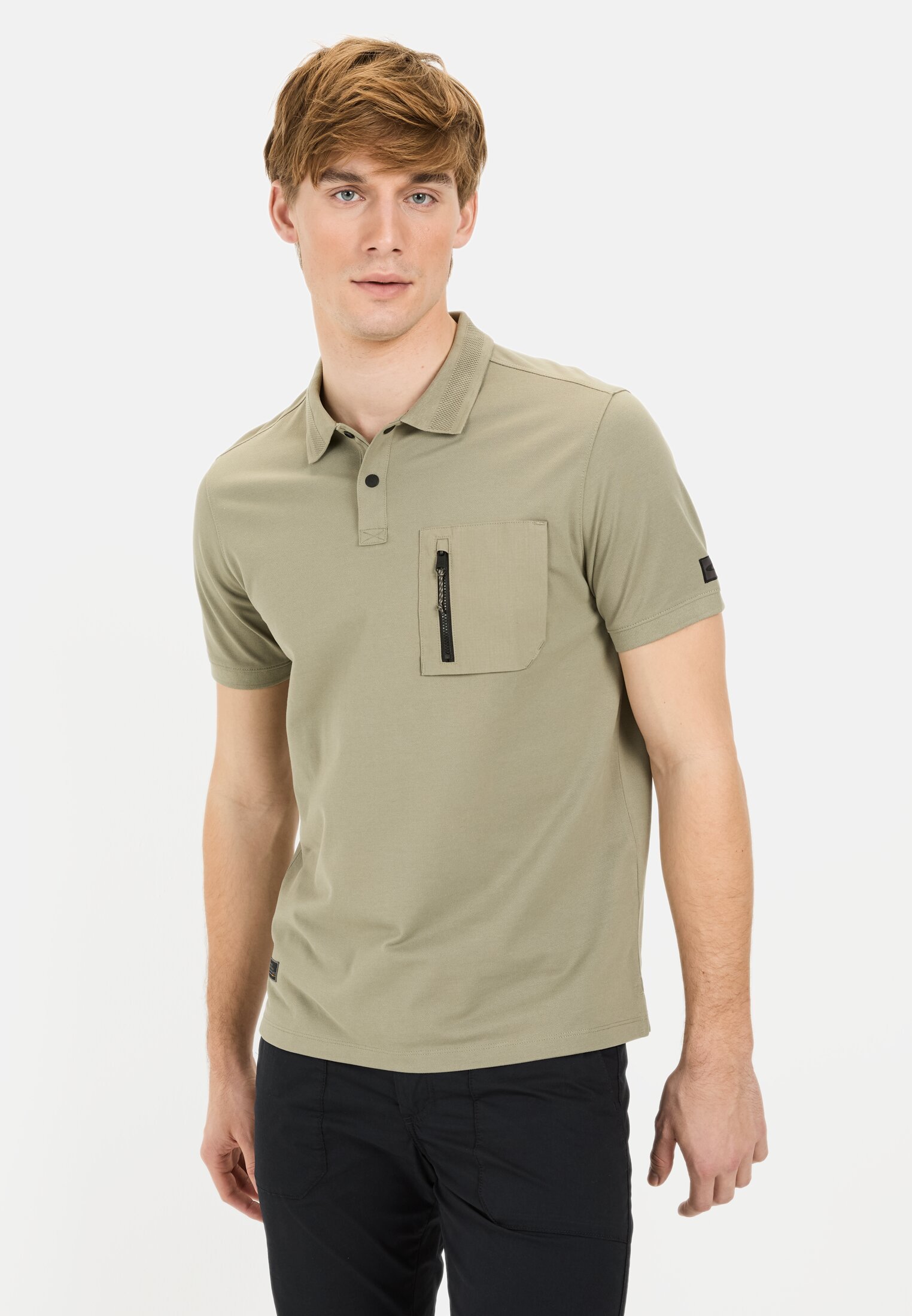 Men Short-sleeve polo shirt with cooling effect Green worn front