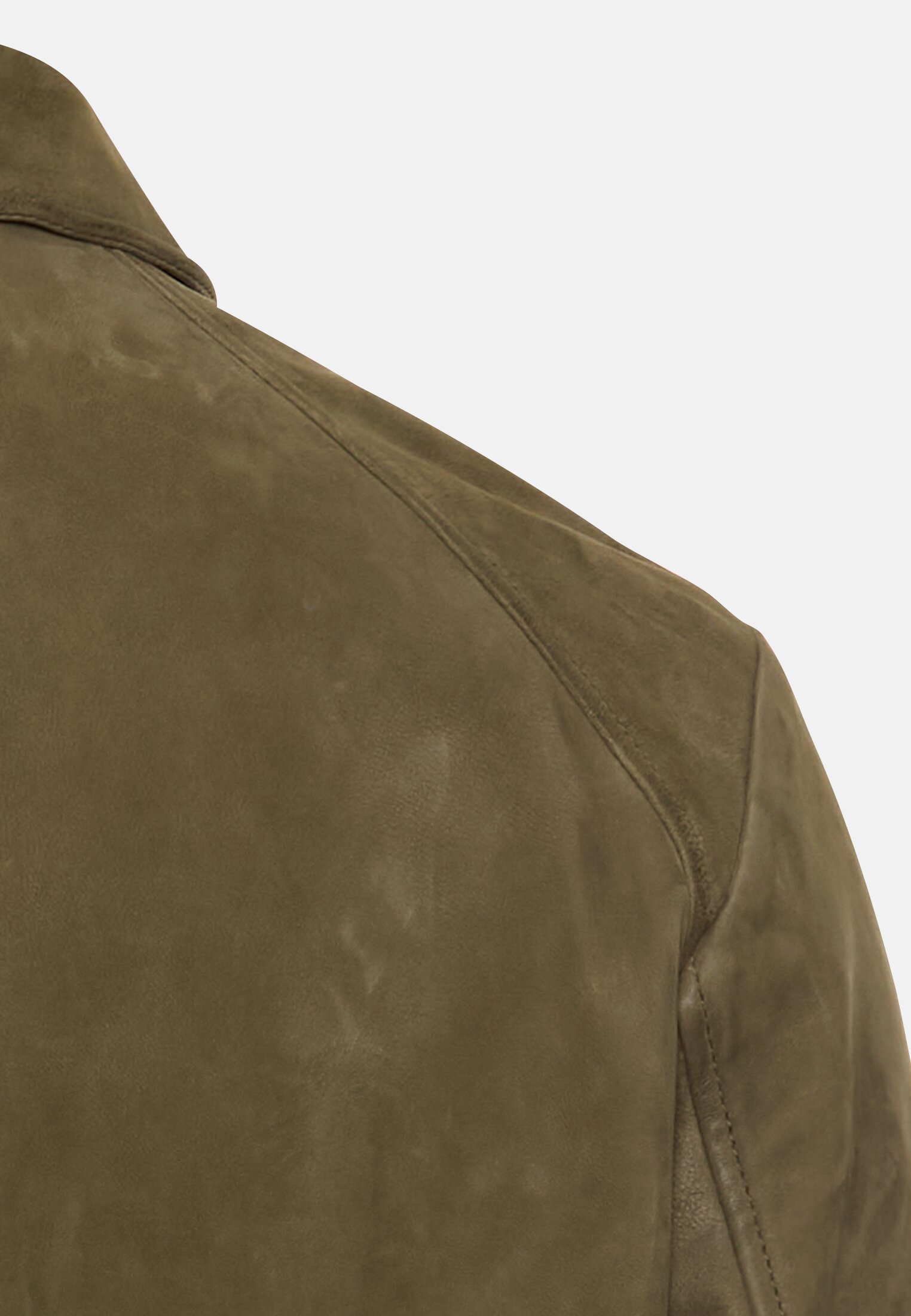 MI_31080-5L20-31_4G-00 Men Leather blouson with shirt collar Dark Green close back