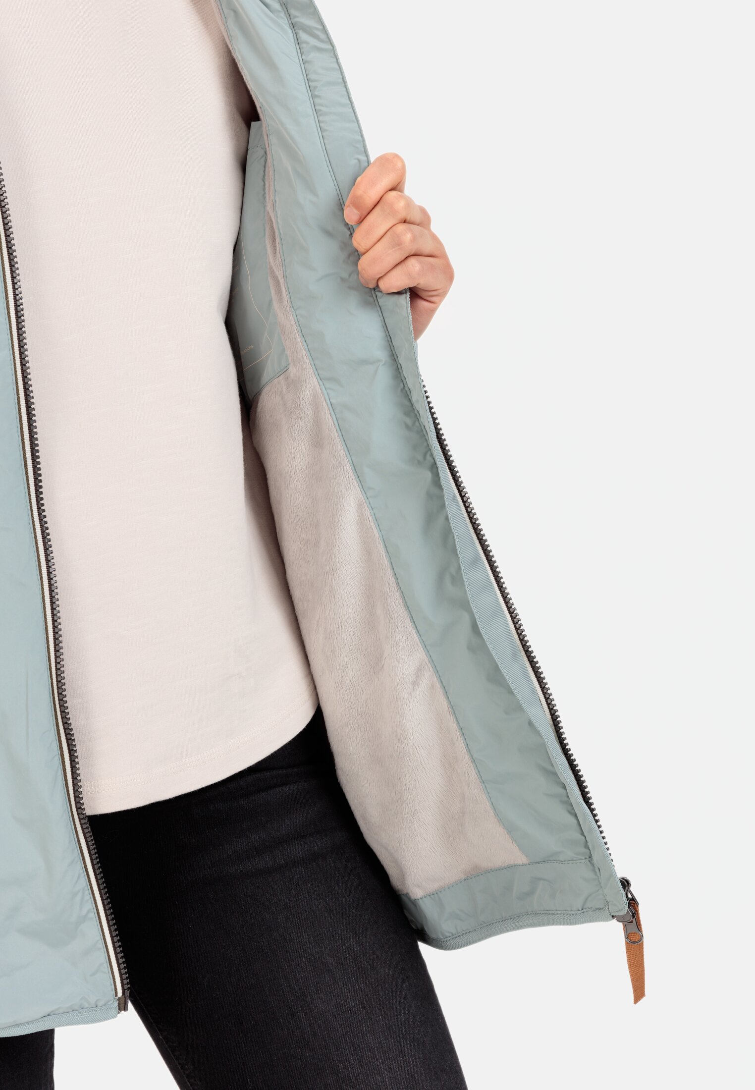 Langer Windbreaker für Damen in Blau-Grau | 36 