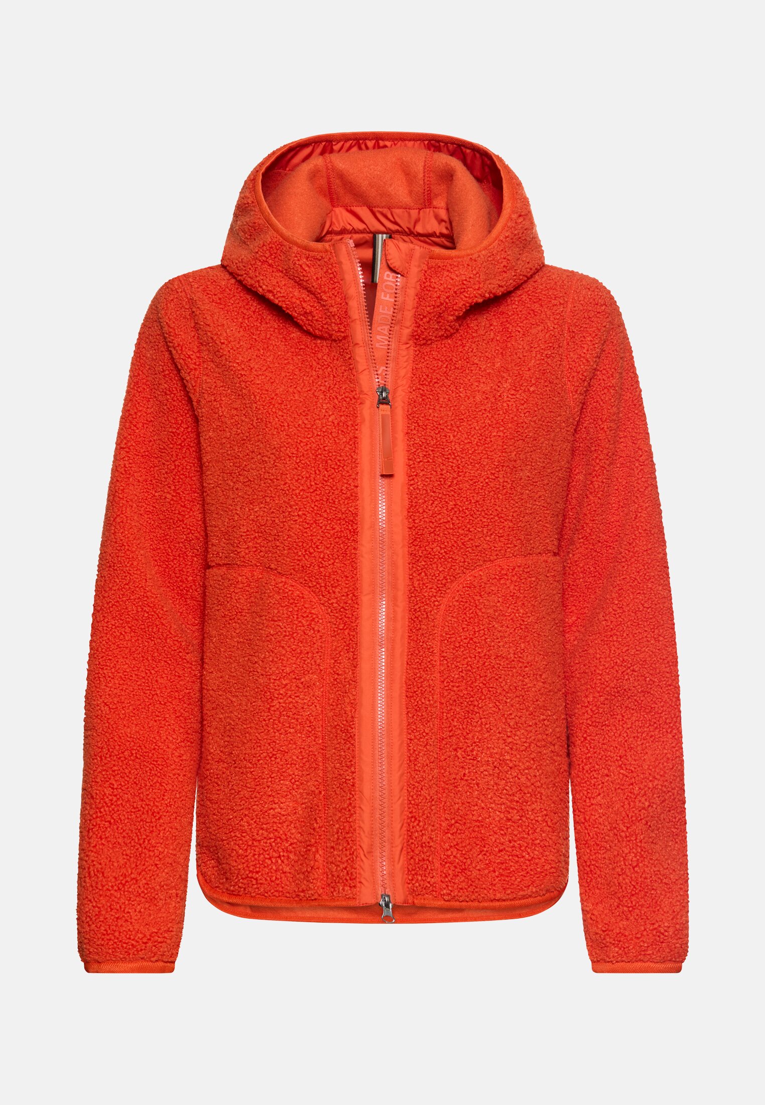 Damen Teddyjacke mit wärmenden Taschenfutter Orange frontal vorn