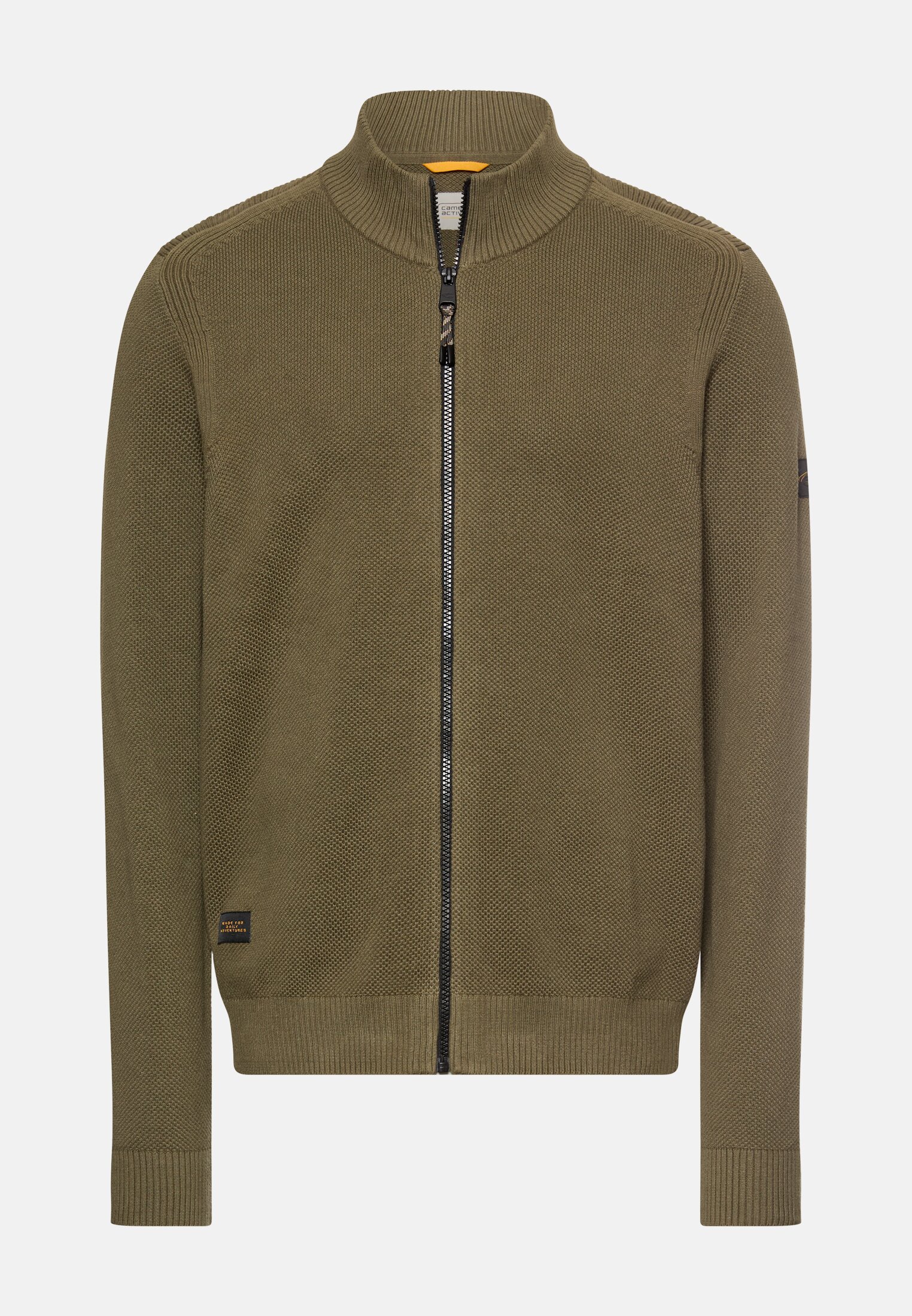 Heren Gebreid vest met opstaande kraag Olijfgroen frontaal voor