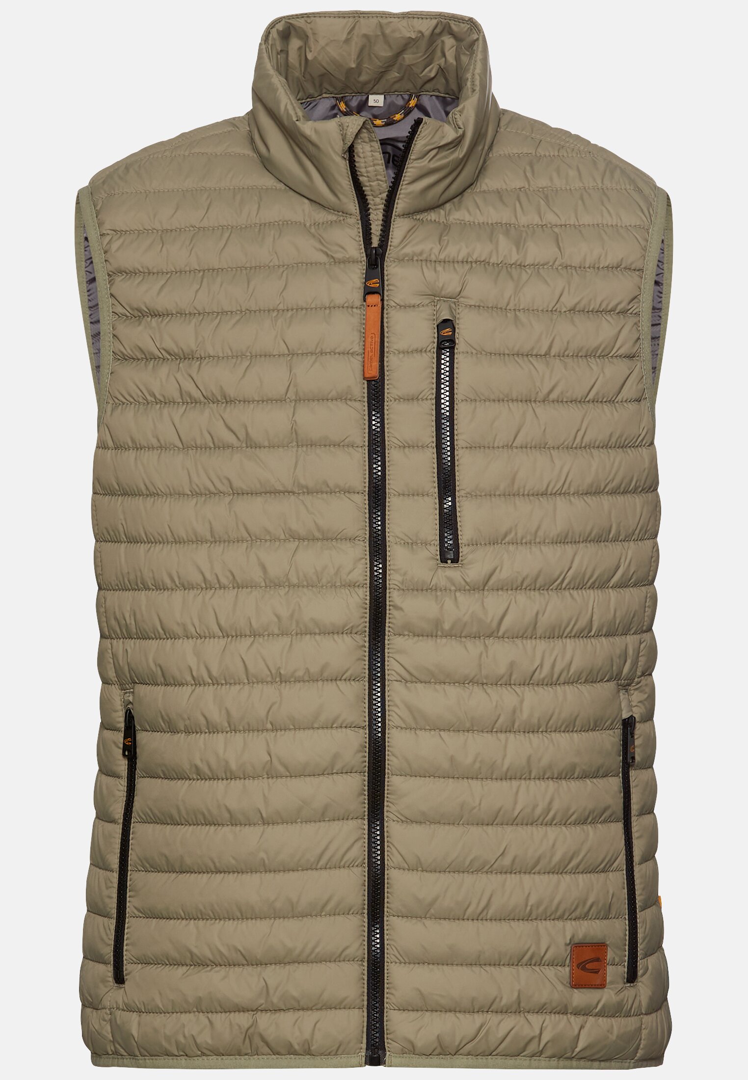 Men Quilted vest with stand-up collar Green frontal front