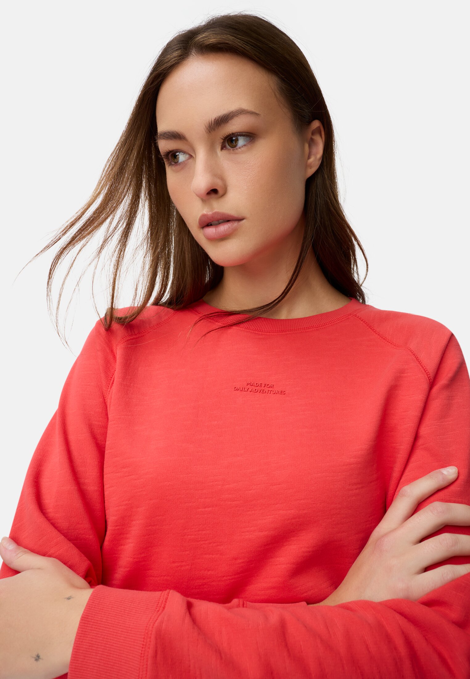 Vrouwen Sweatshirt met raglanmouwen Vlamrood gedragen emotional 