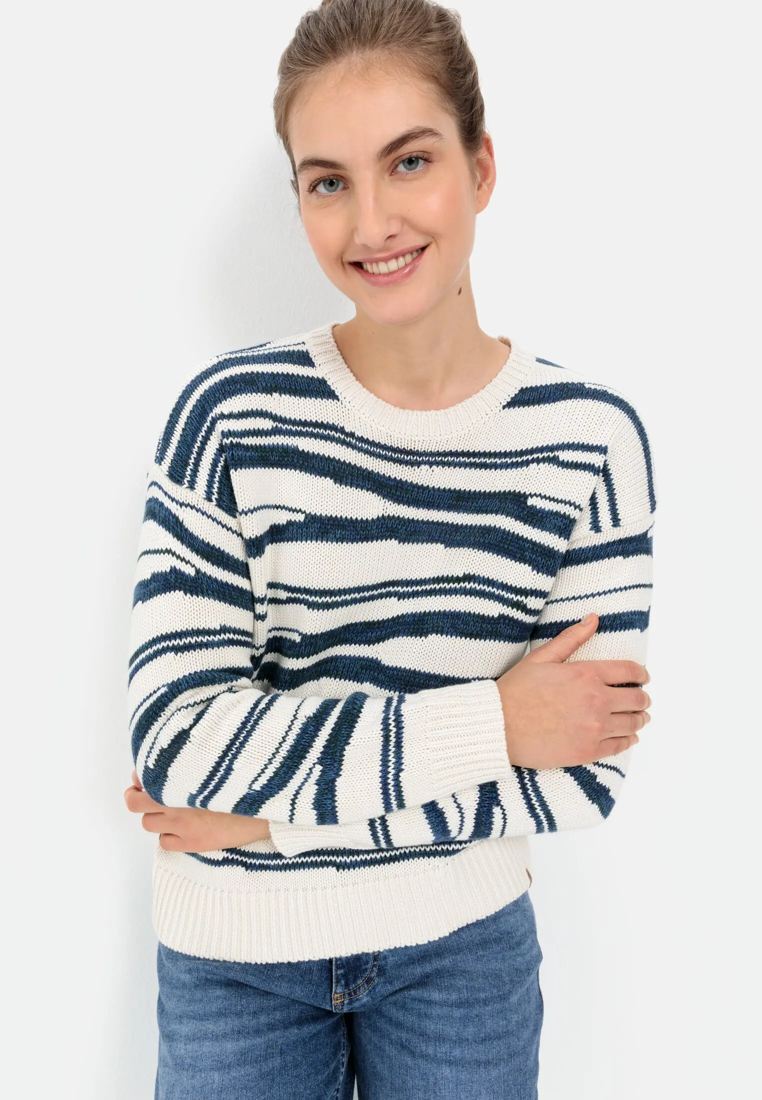 Camel Active Pullover Damen – Regular Fit, Rundhals, Mit Seitlichen Schlitzen