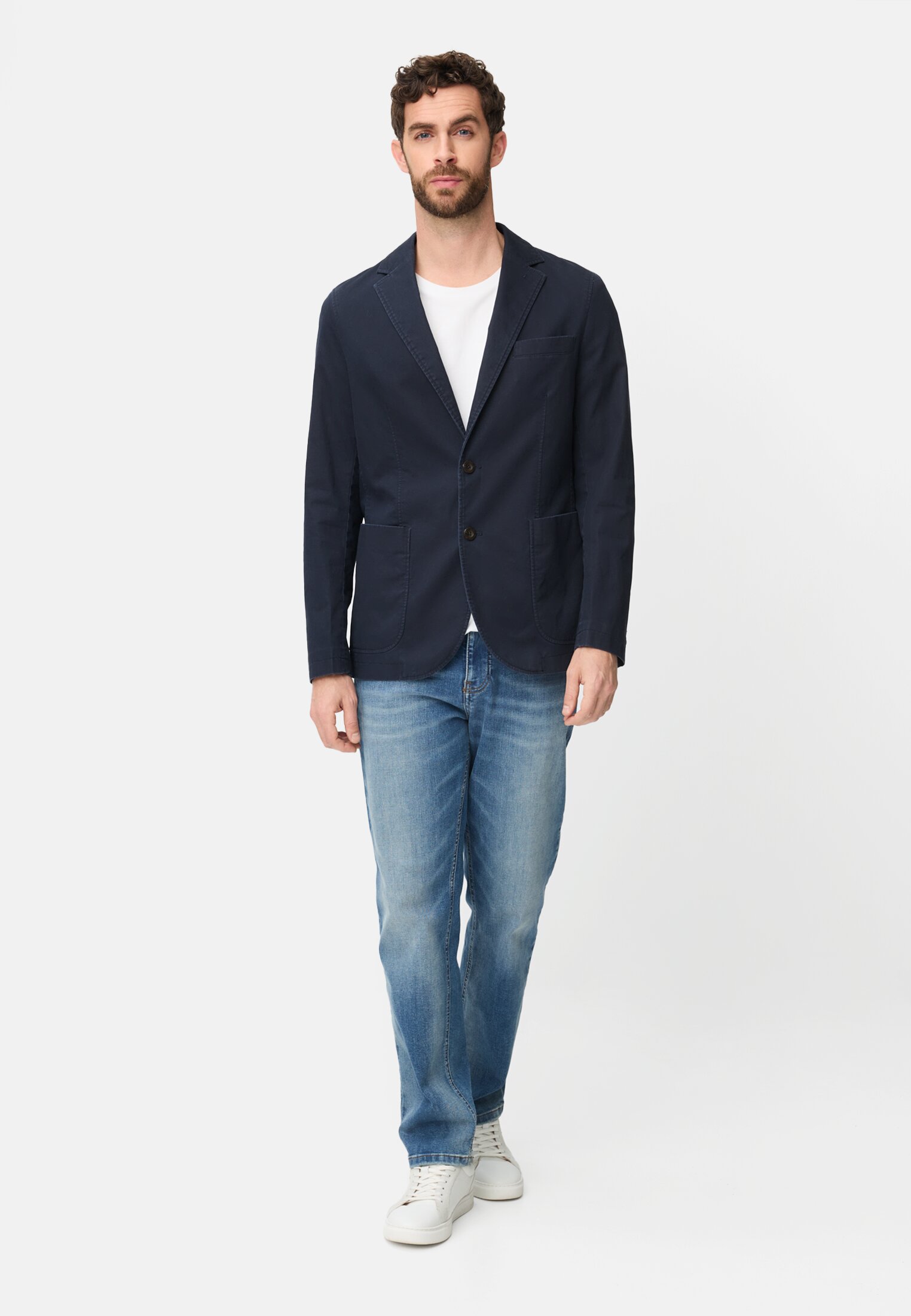 Heren Elastisch colbert met veiligheidszak Donkerblauw gedragen voor lichaam compleet