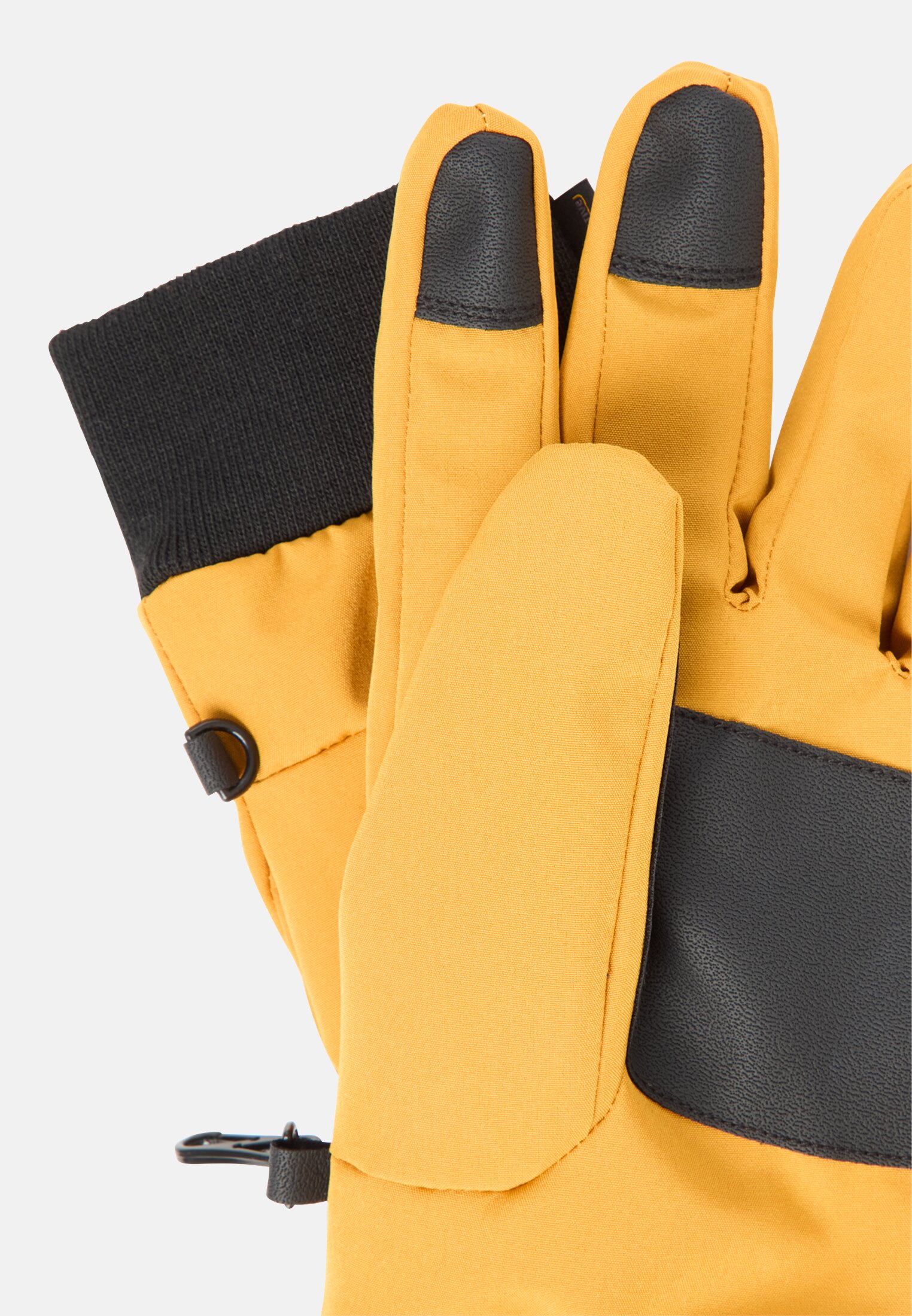 Herren Funktionale Handschuhe aus Leder mit elastischem Bund Gelb vorne nah