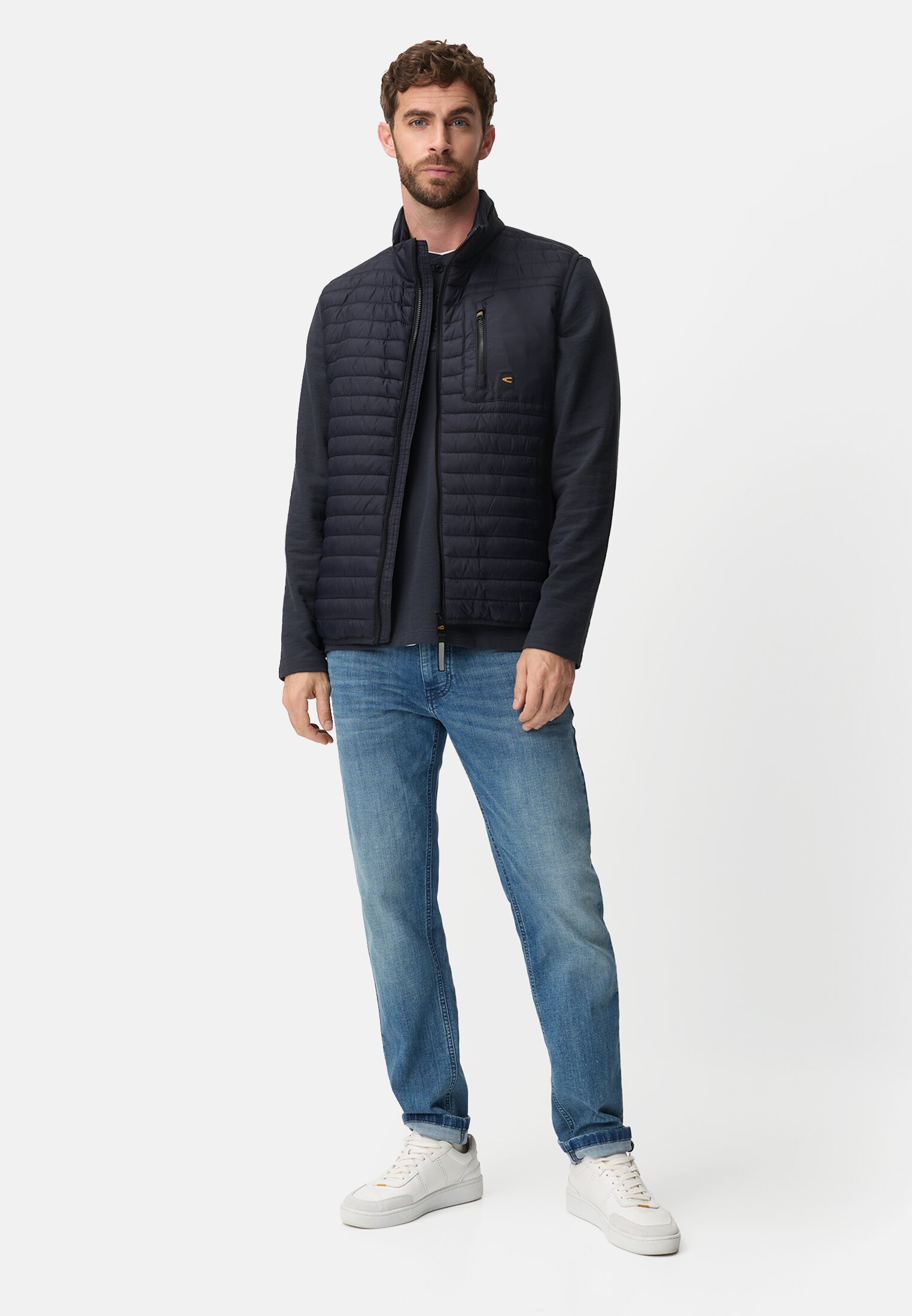 Men Vest with water-repellent function Navy Blue worn front full body