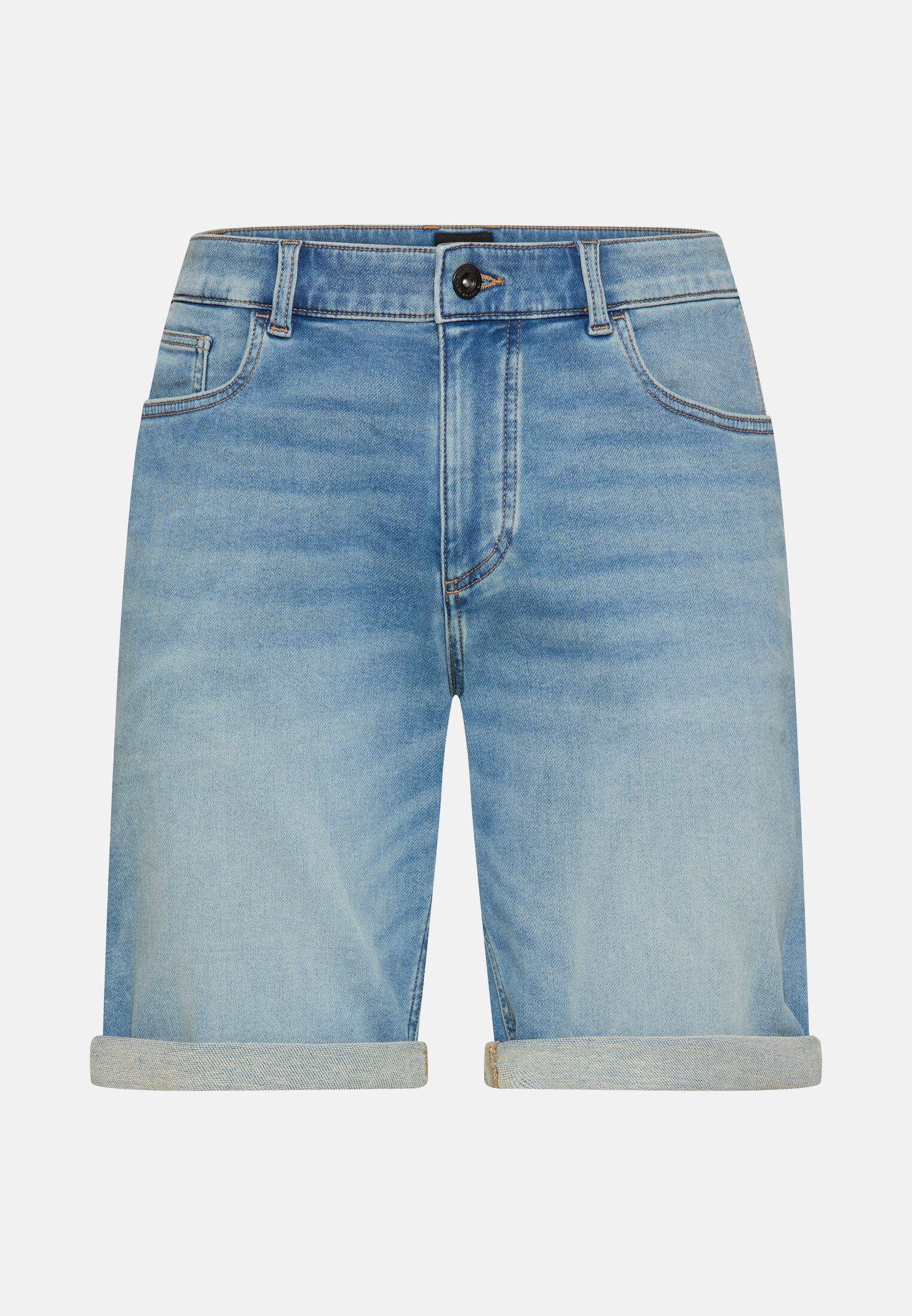 Men fleXXXactive® Jeans shorts made from cotton blend Pale Blue frontal front