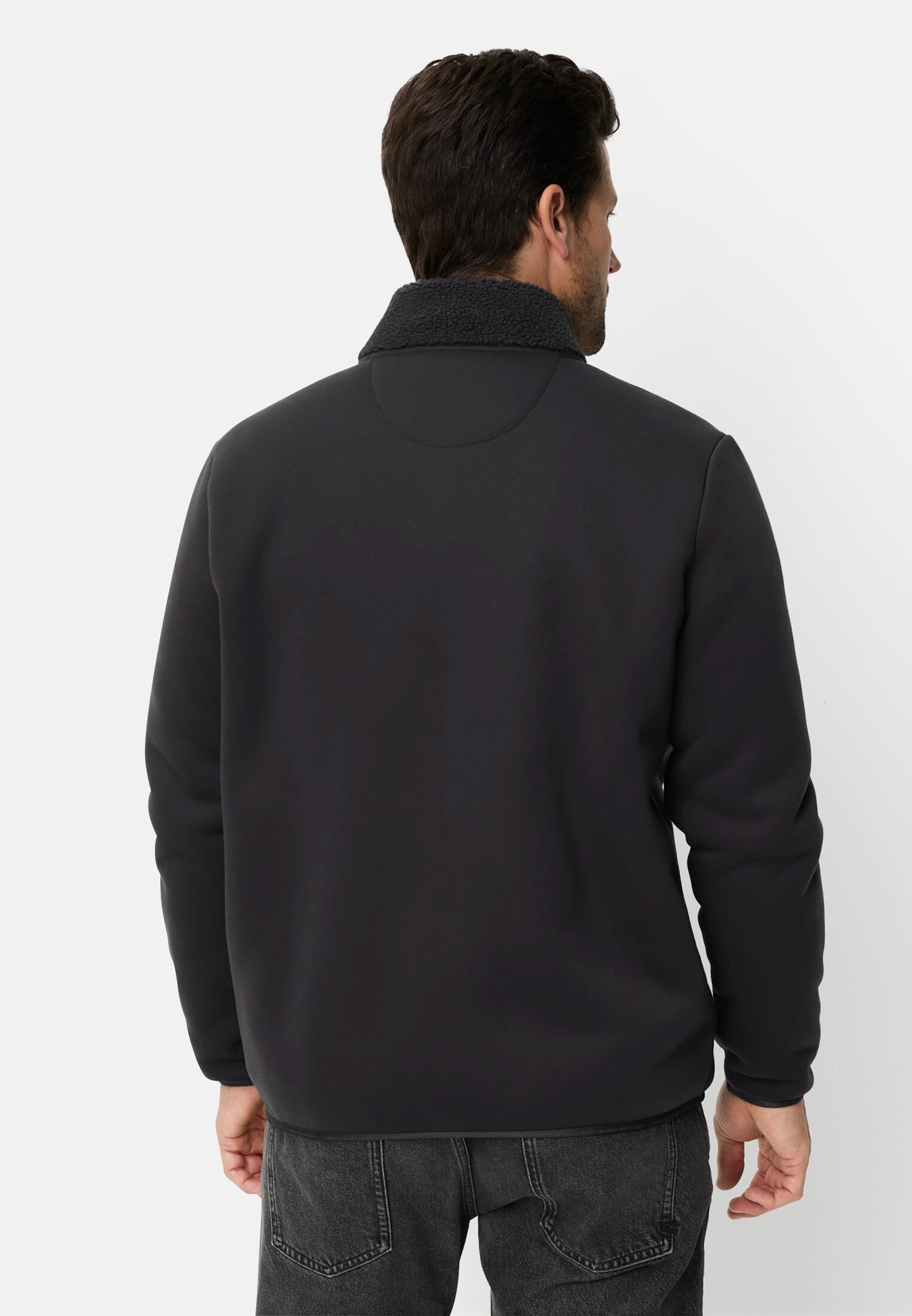 Men Fleece jacket with reflective details Navy blue worn back