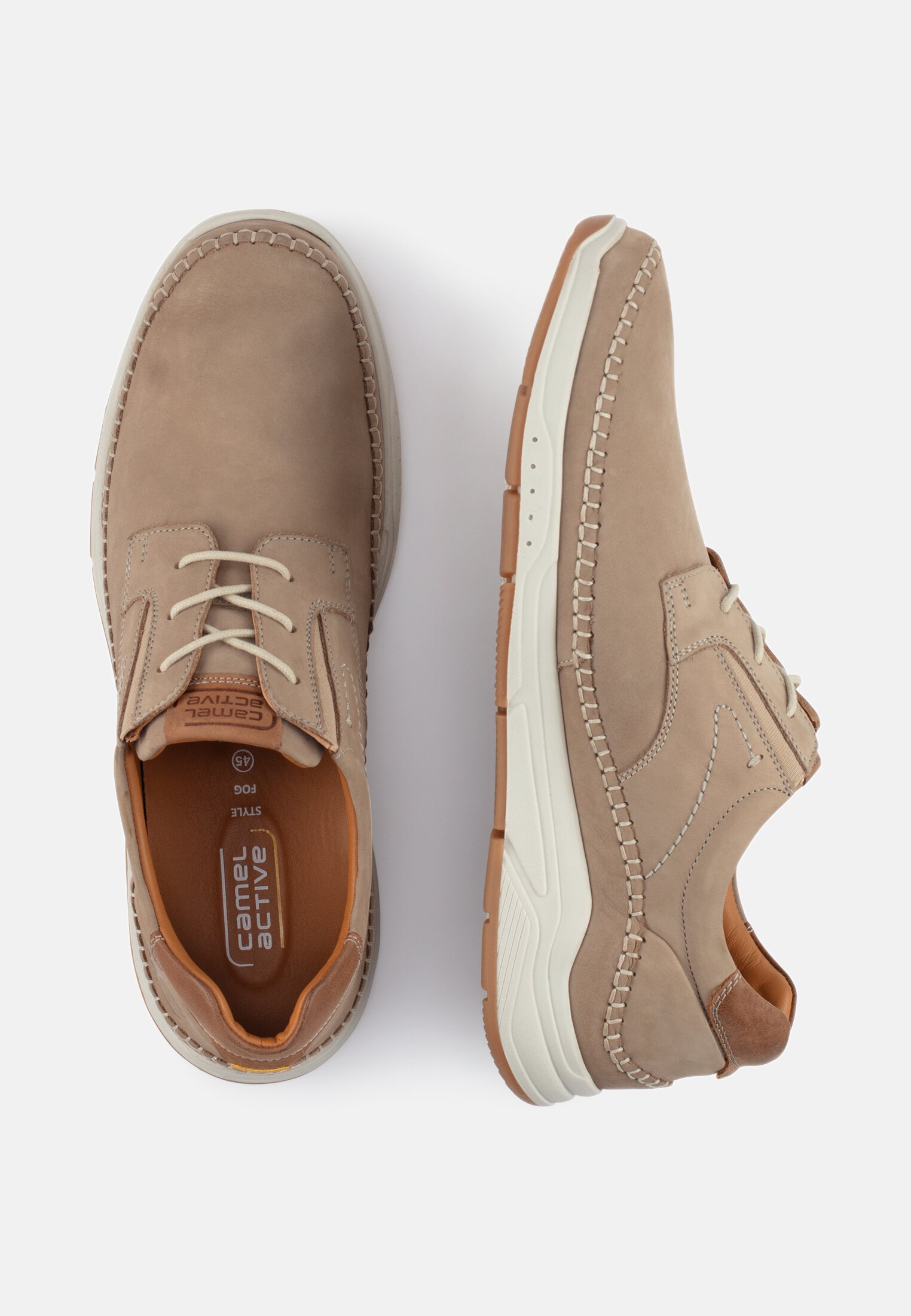 MI_56FGA03-0300-430_1G-00 Herren Sneaker aus Nubukleder Beige frontal oben