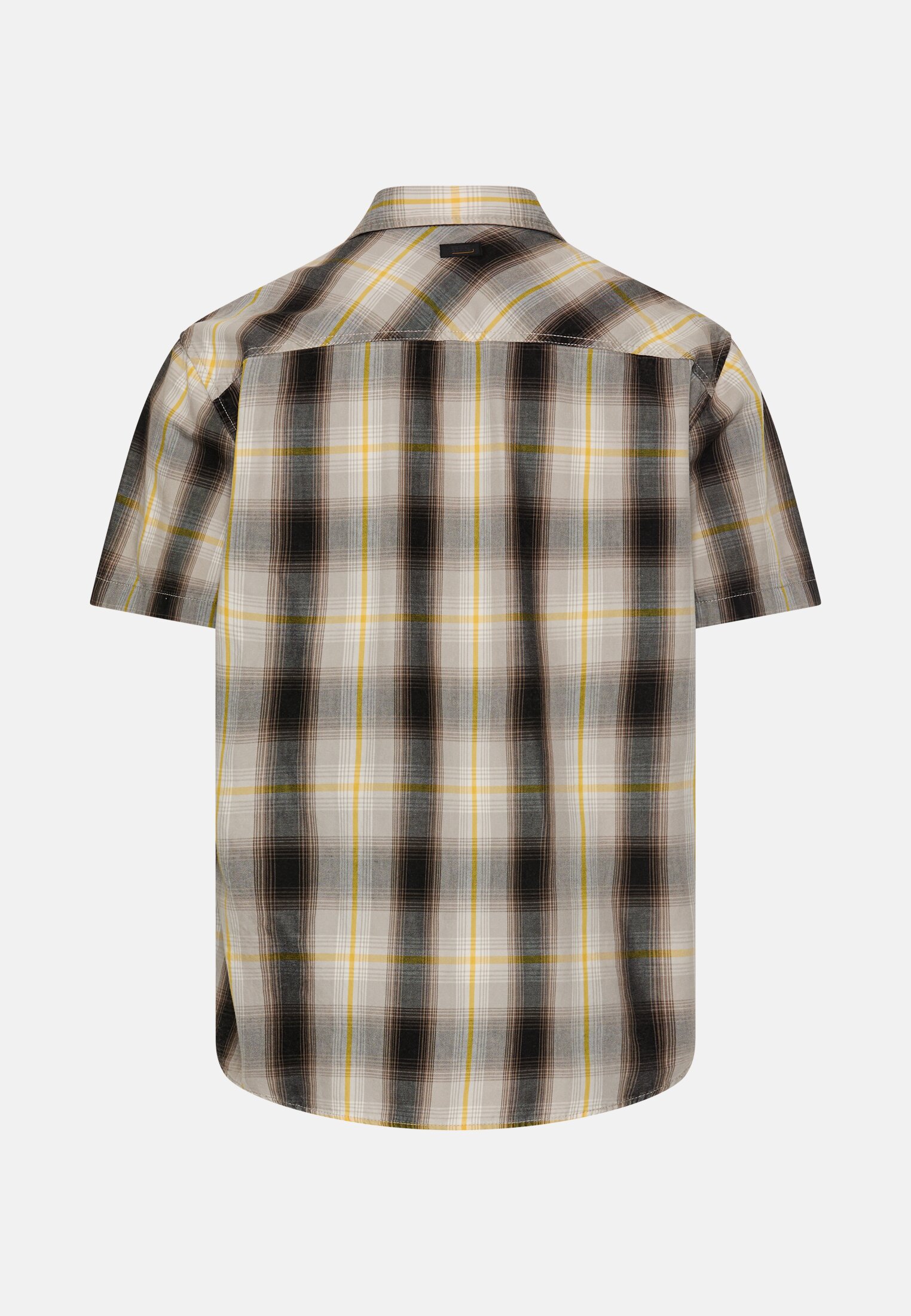 Men Short sleeve shirt with chest pockets Sun Yellow frontal back