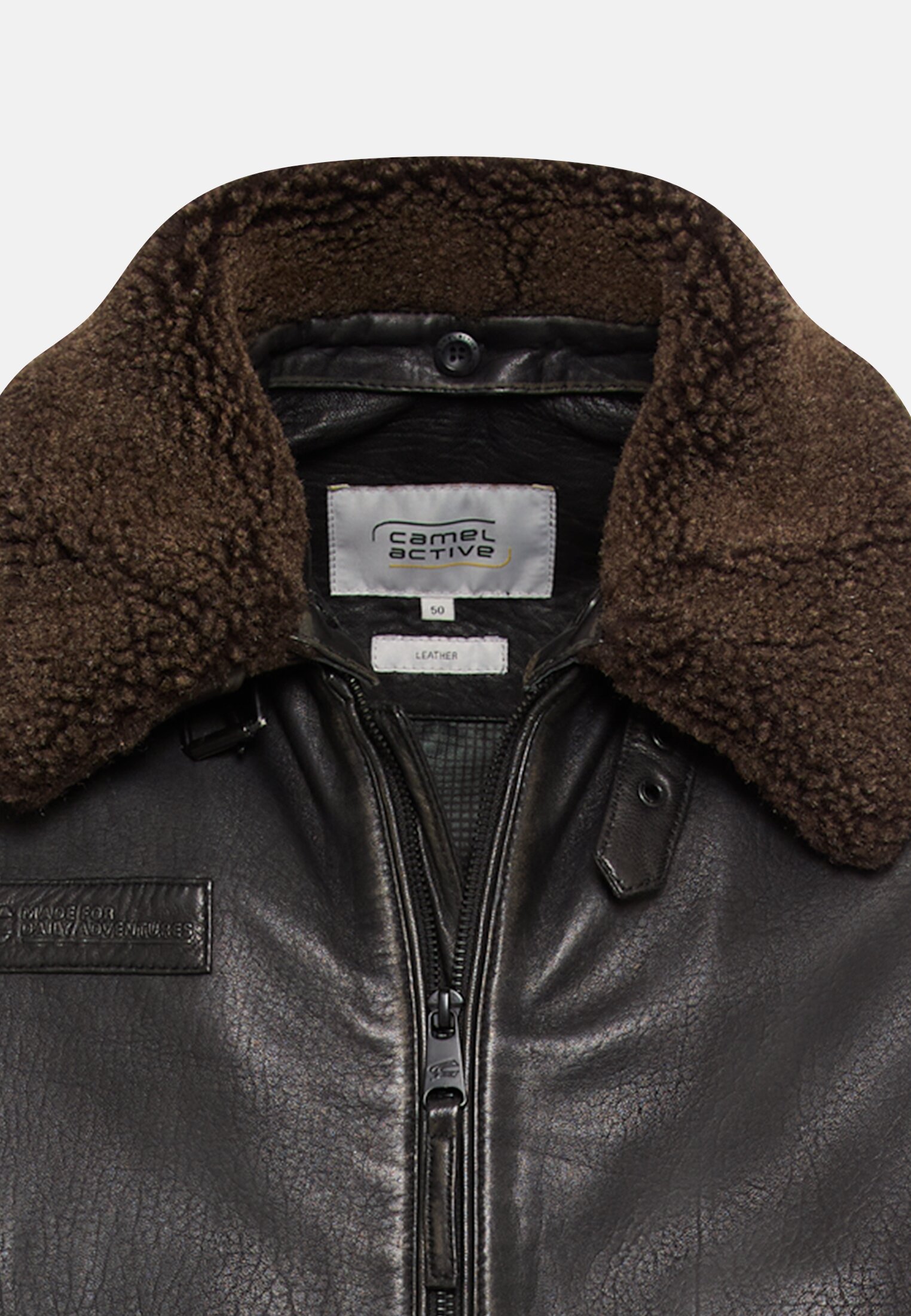 Camel Active Camel Leather Bomber Jacket Leren Jack Voor Heren In