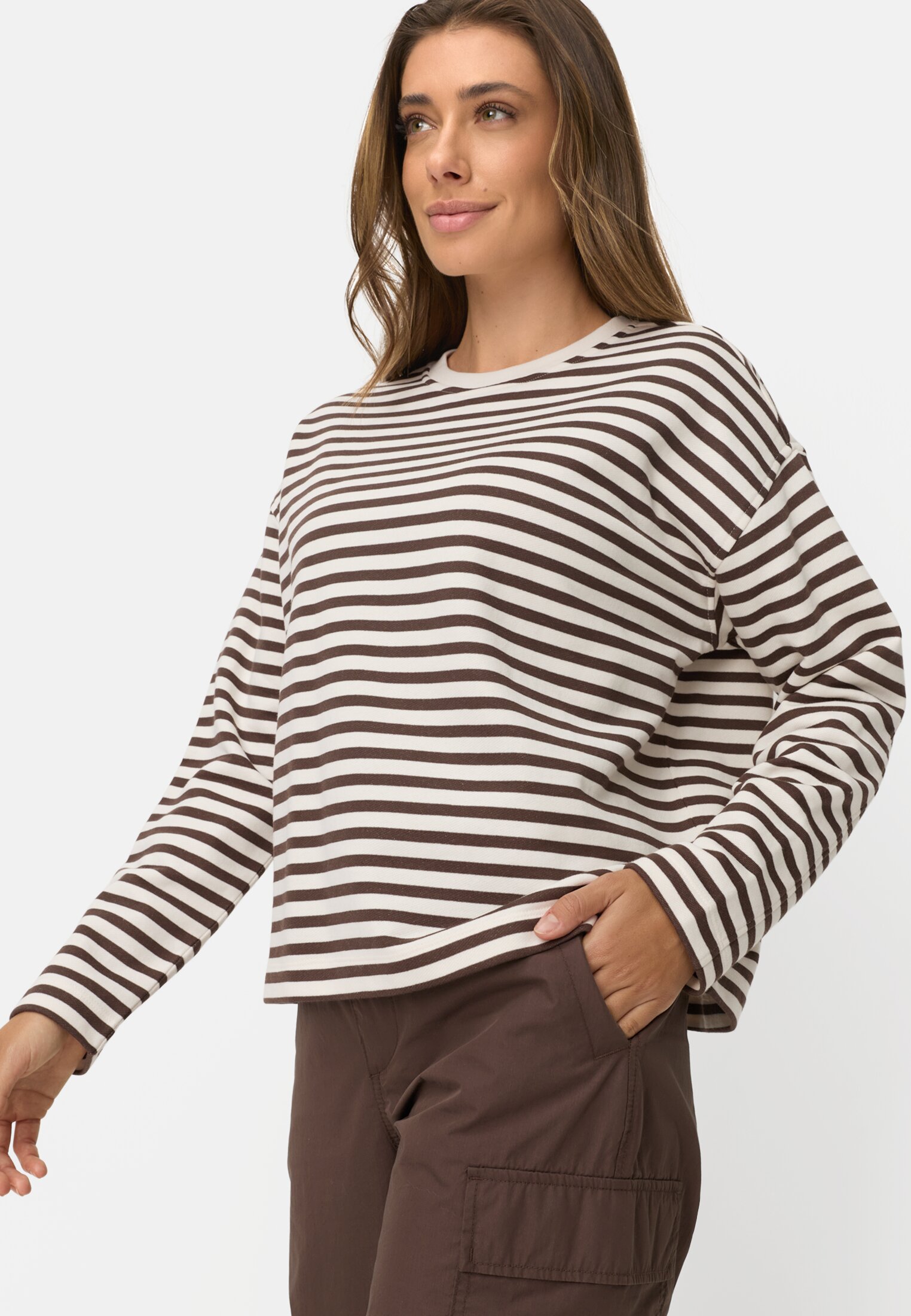 Women Sweatshirt made from a cotton blend Brown worn emotional