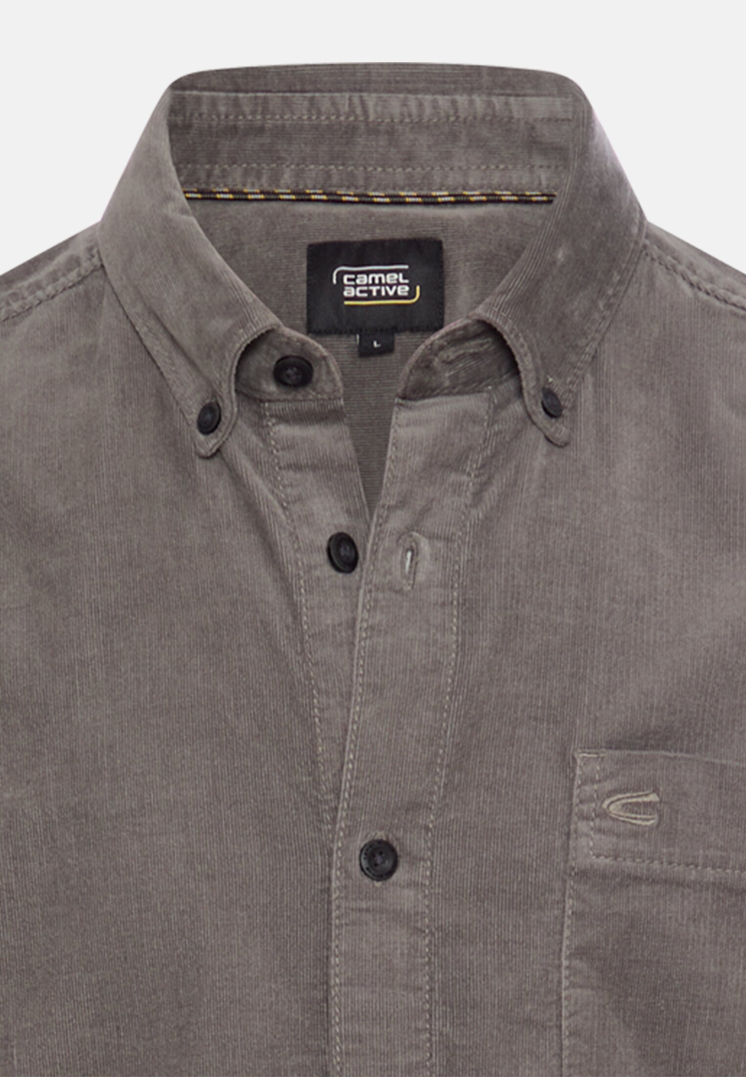 Men Corduroy shirt with 2-way stretch Graphite grey front close
