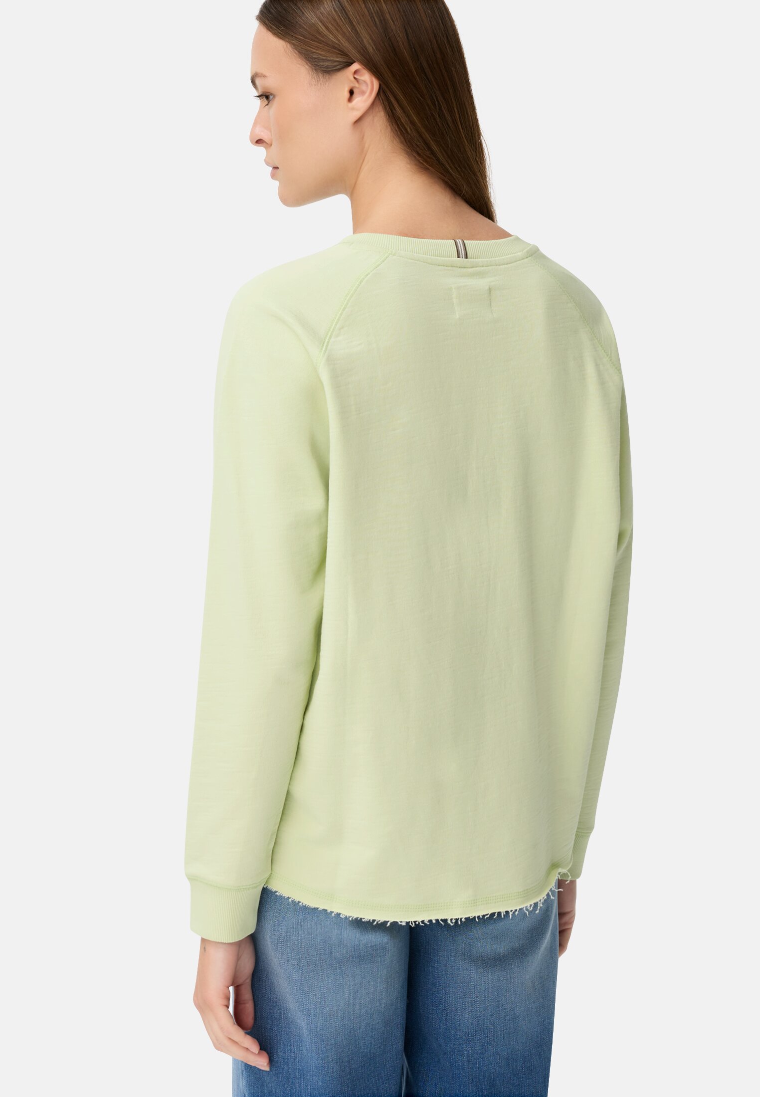 Women Sweatshirt with raglan sleeves Lime green worn back