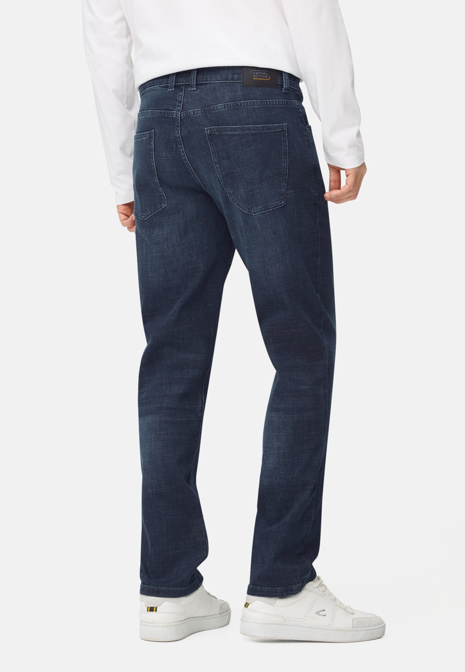 Men fleXXXactive® denim with cooling effect Dark Blue worn back