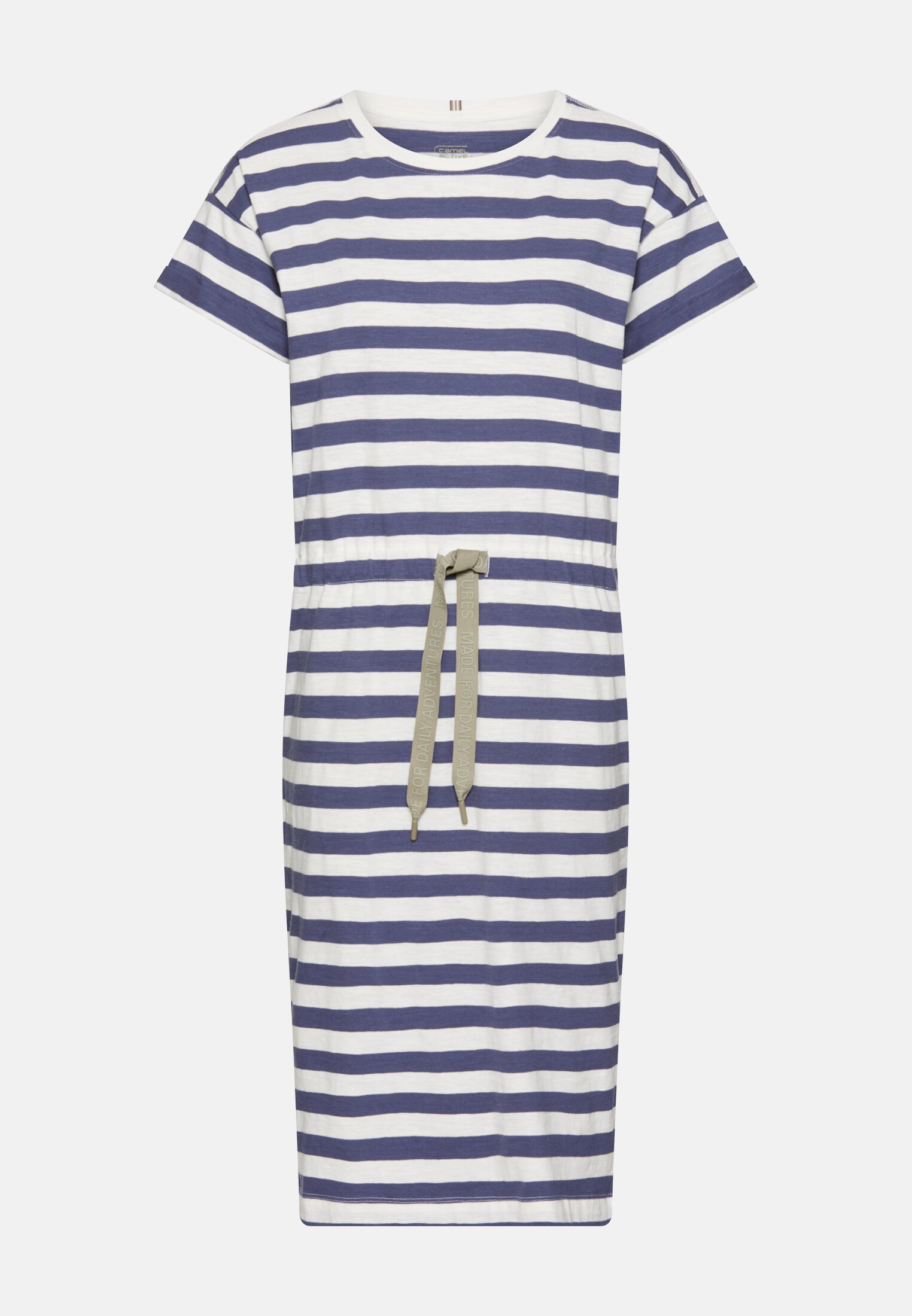 Damen Kleid mit Tunnelzug Ozeanblau frontal vorn