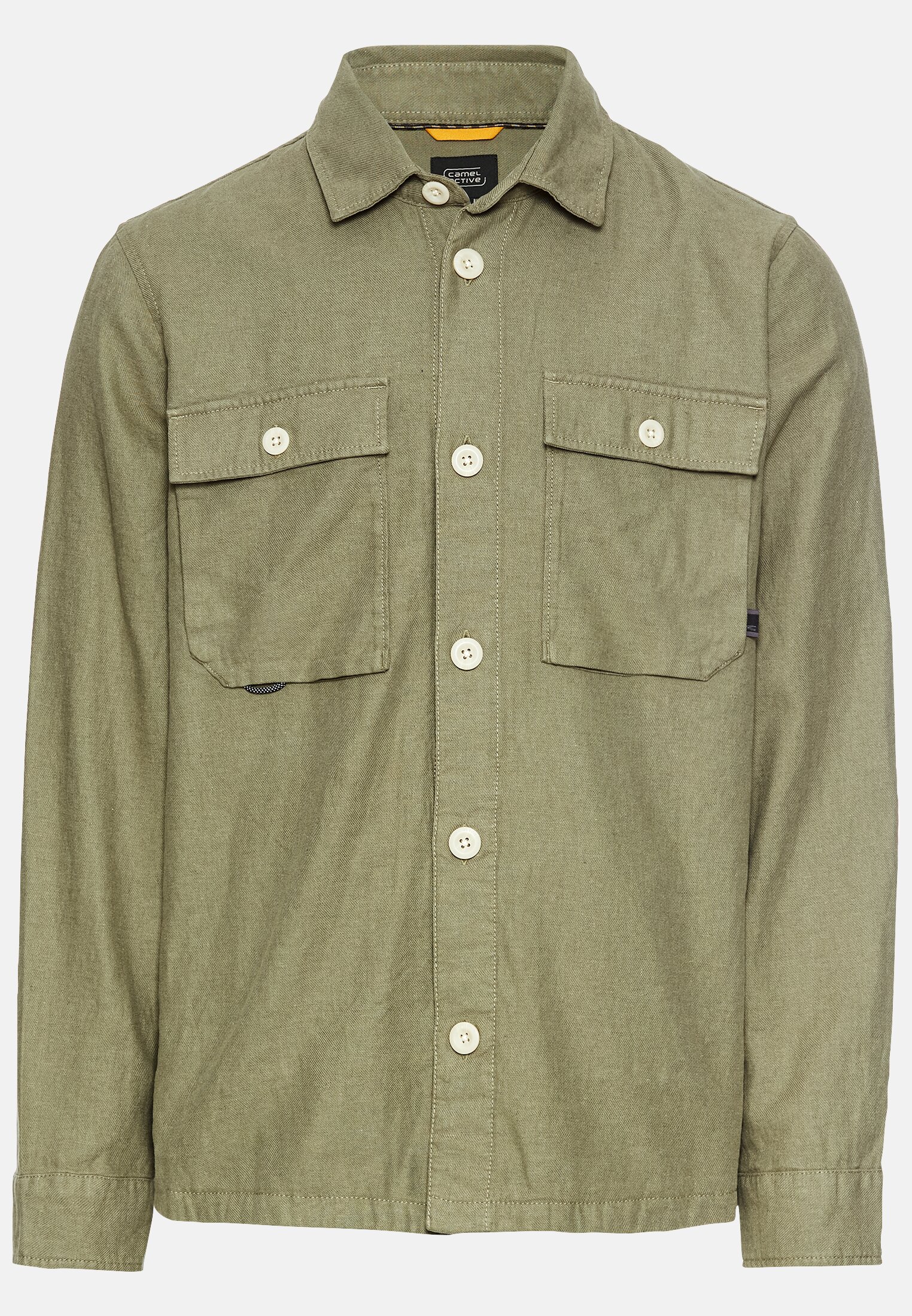 Men Overshirt made from a linen-cotton blend Dark Green frontal front
