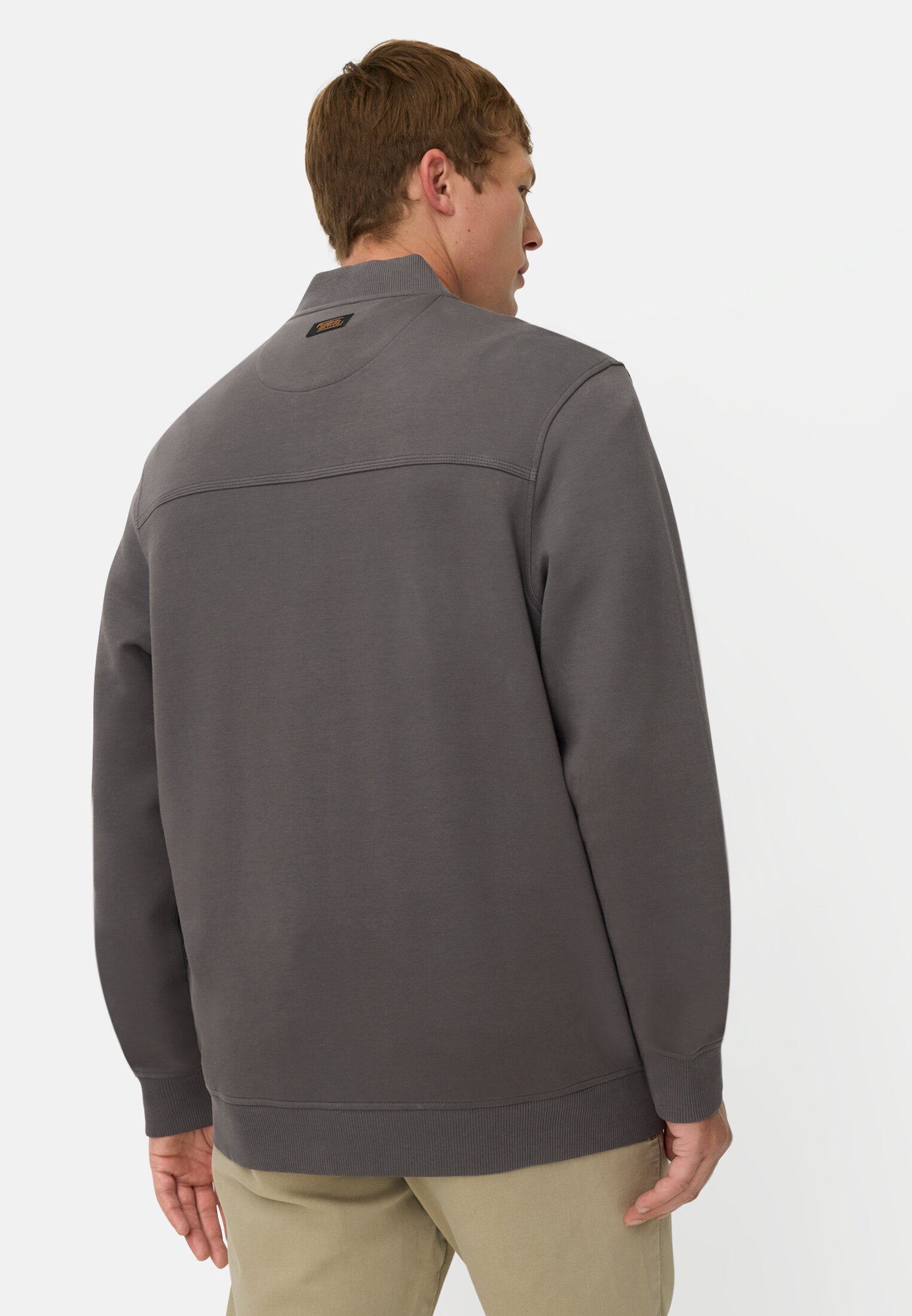 Men fleXXXactive® Sweat Jacket made from scuba jersey Graphite grey worn back