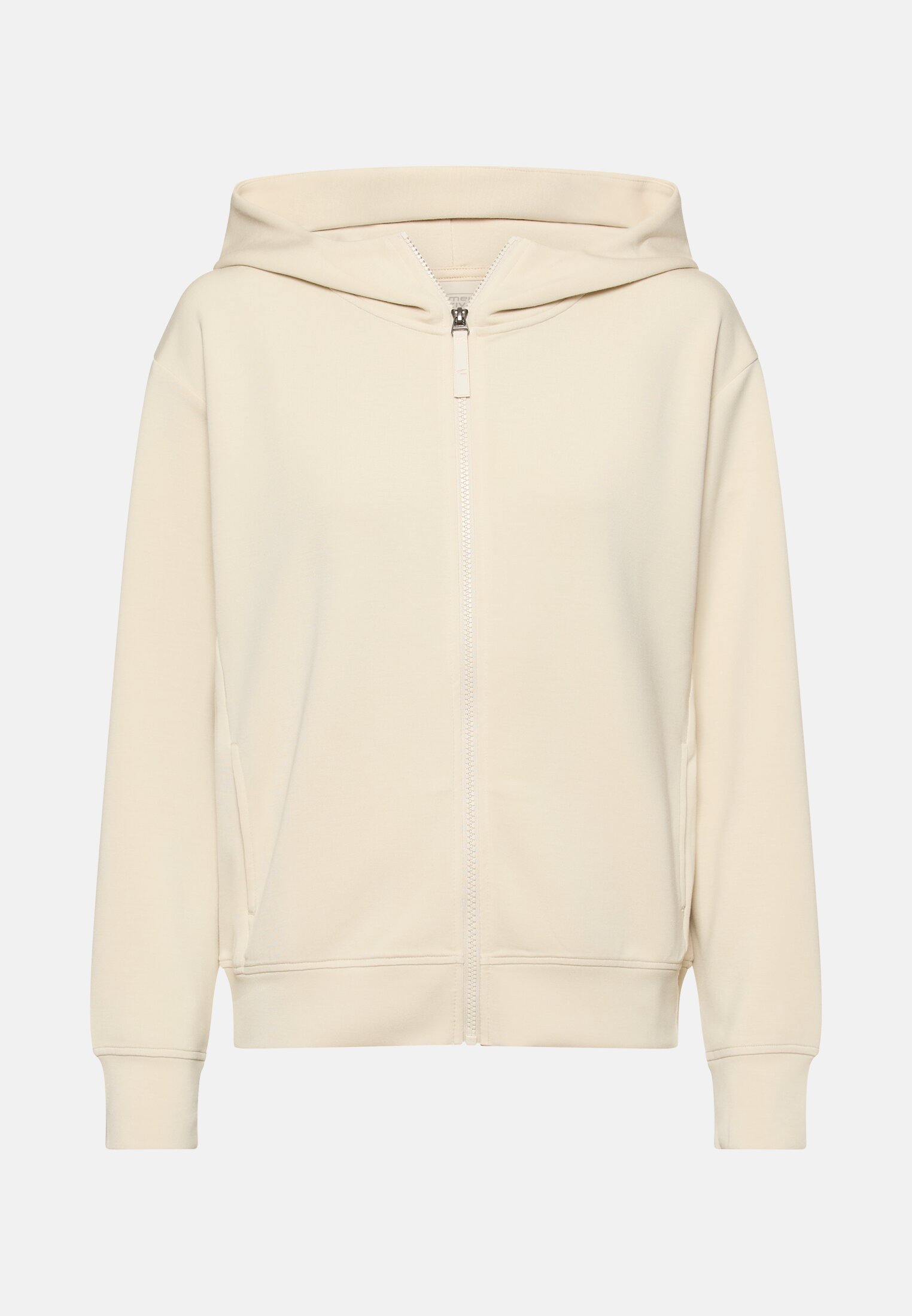 Women Sweat jacket with hood Pearl White frontal front