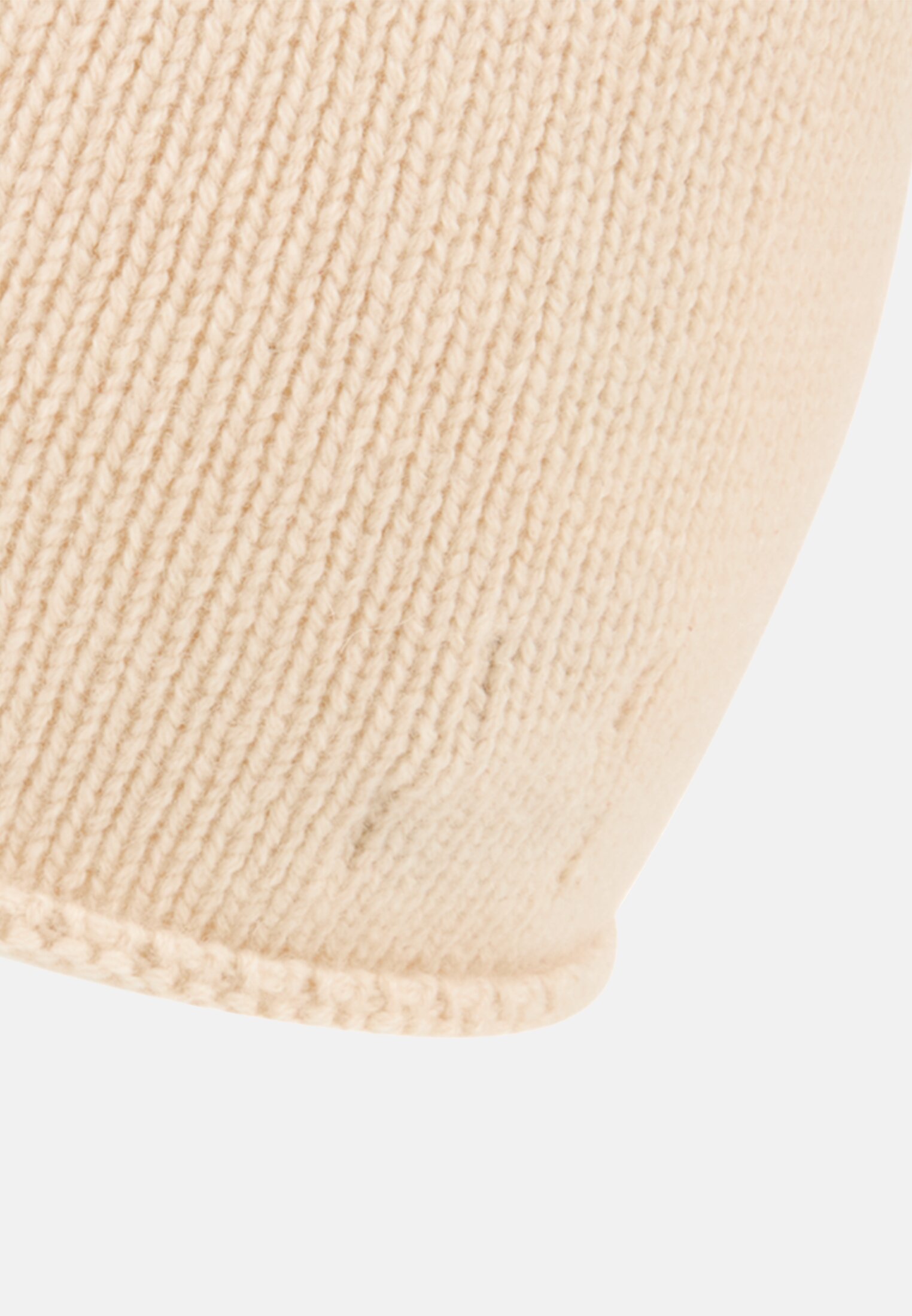 Damen Beanie aus reinem Kaschmir Beige hinten nah