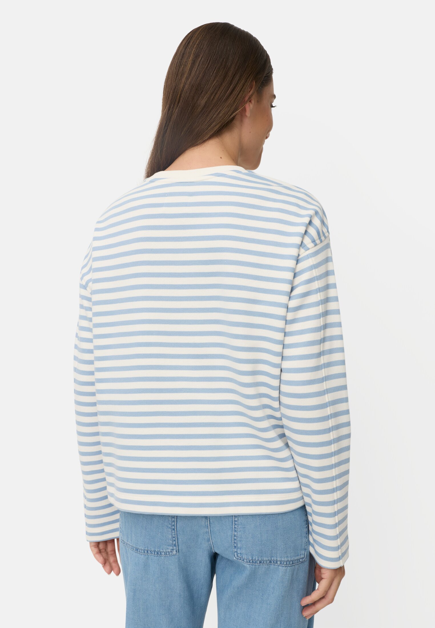 Vrouwen Sweatshirt van een katoenmix Lichtblauw gedragen achter