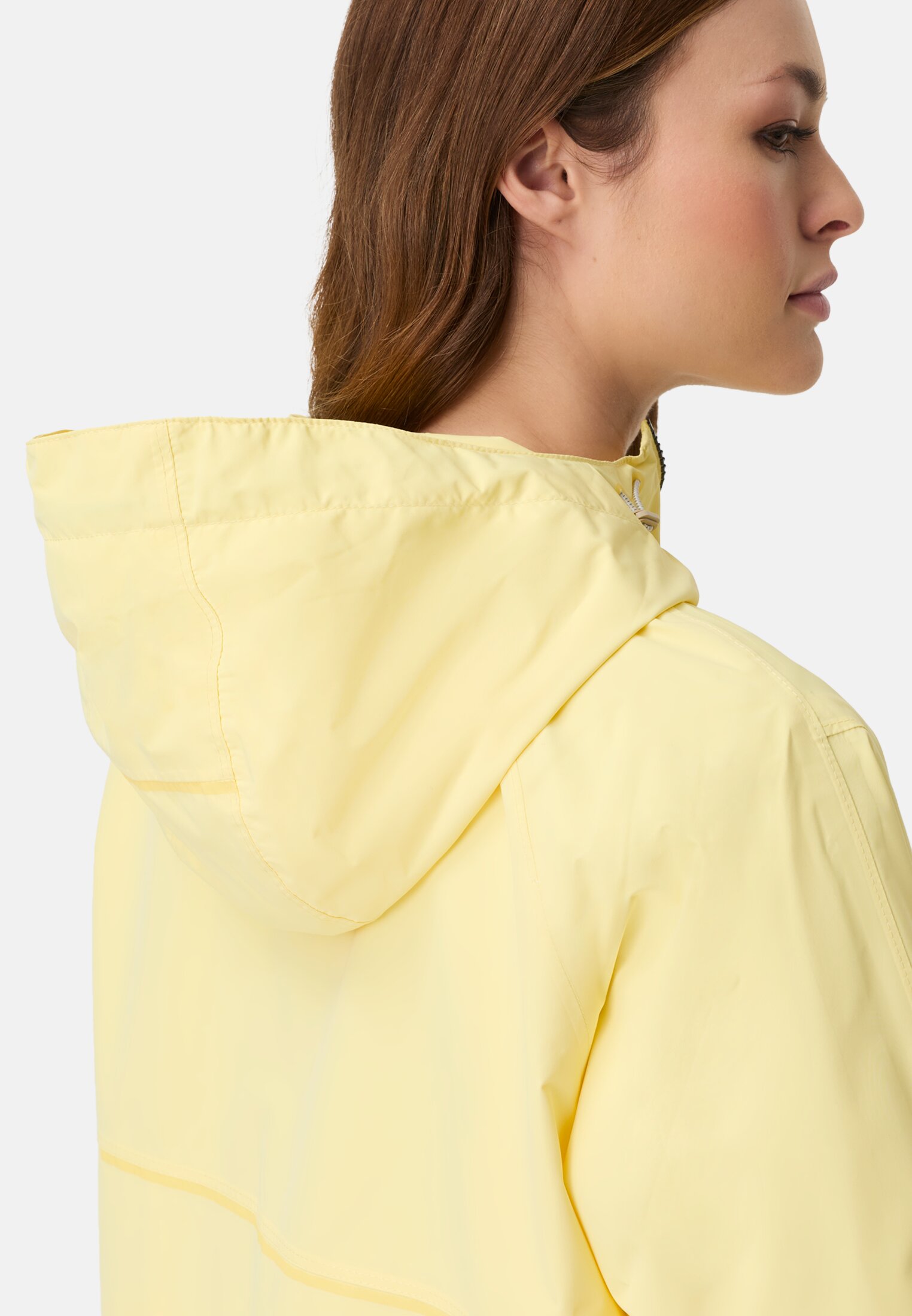 Women teXXXactive® Jacket with Adjustable Hood Lemon Yellow worn detail close