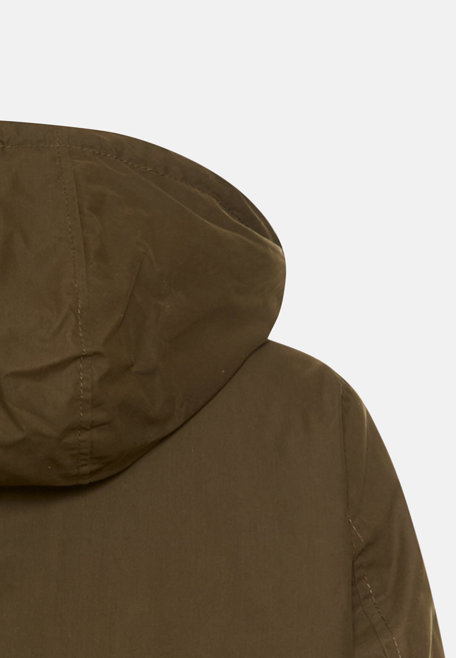 Women Outdoor Jacket with removable hood and corduroy collar Dark Khaki close back