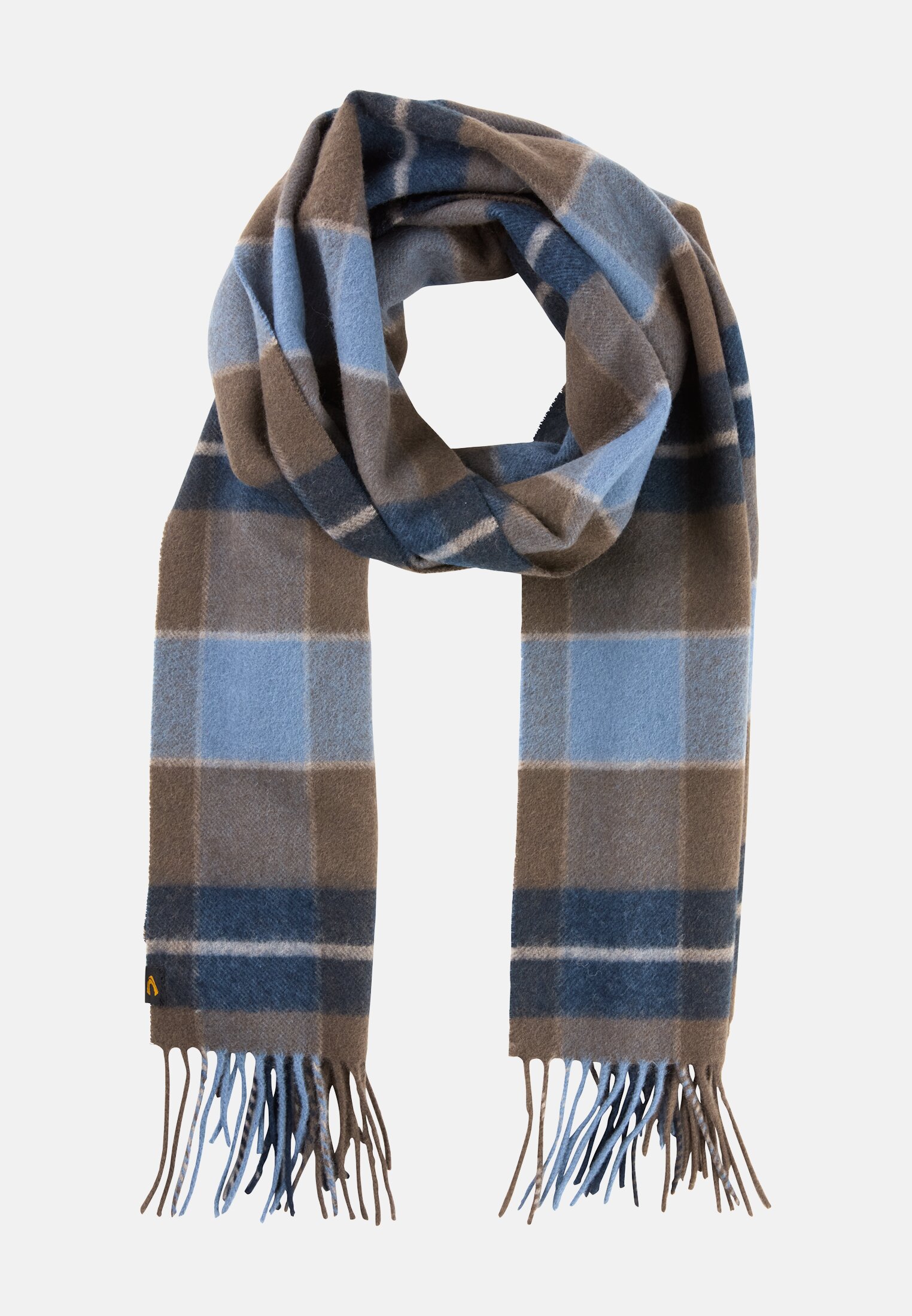 Heren Wollen sjaal met warmtefunctie Steenblauw frontaal voor