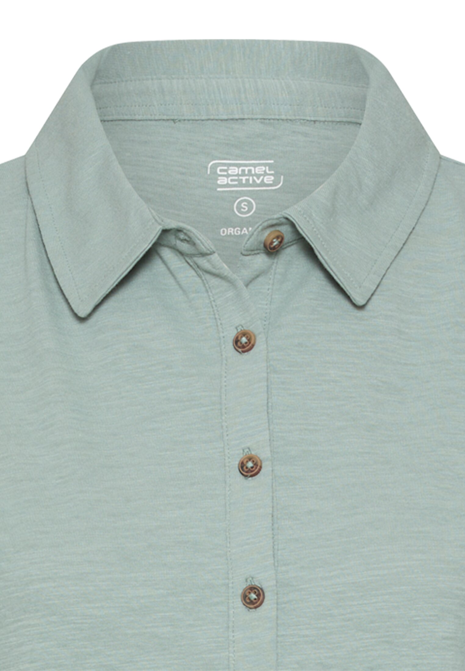 Women Polo shirt with button placket Jade Blue front close