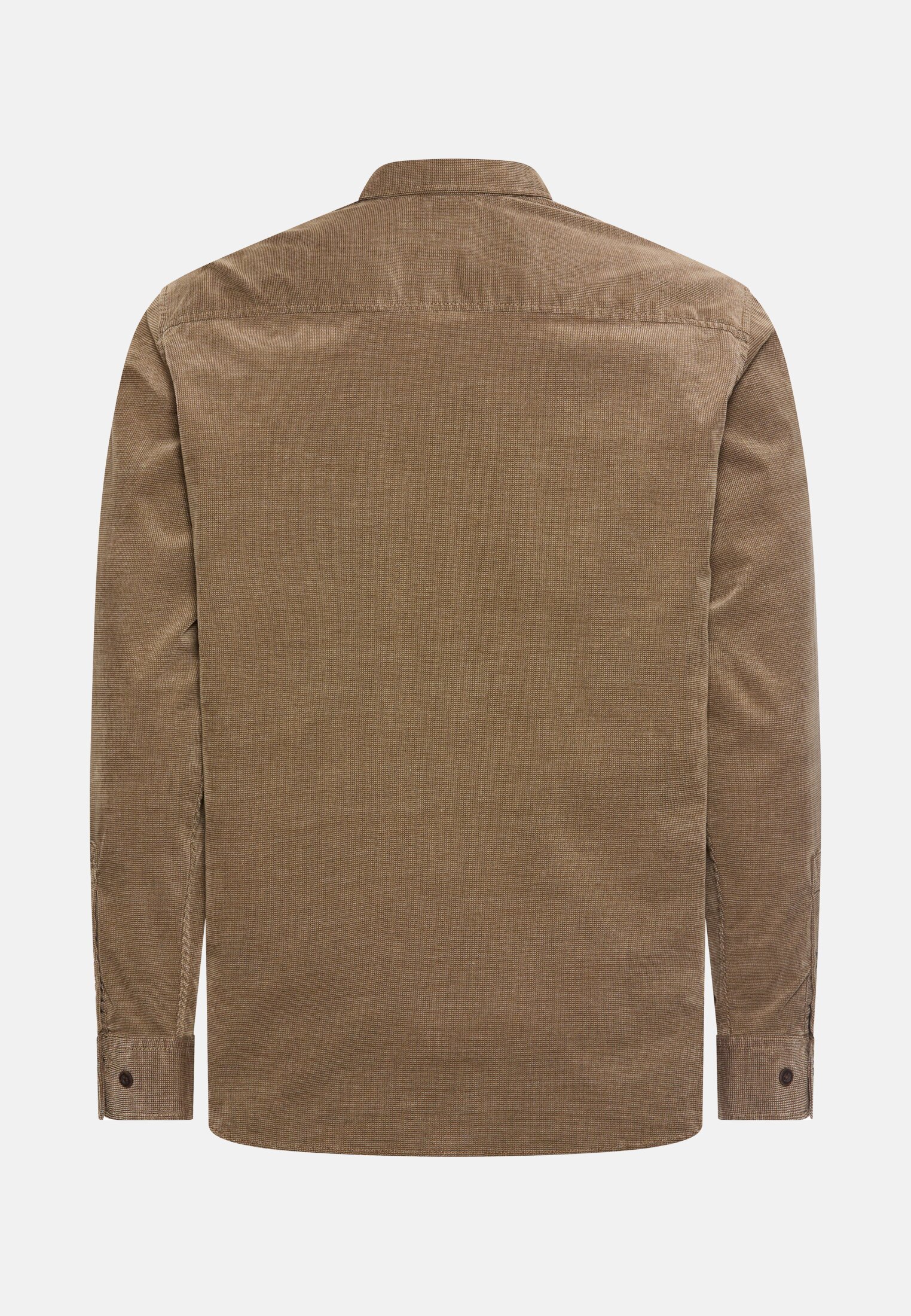 Men Corduroy shirt with 2-way stretch Sepia brown frontal back