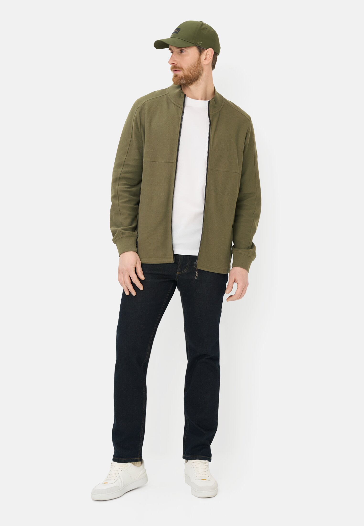 Heren Sweatvest met verstelbare trekkoord Olijfgroen gedragen voor lichaam compleet