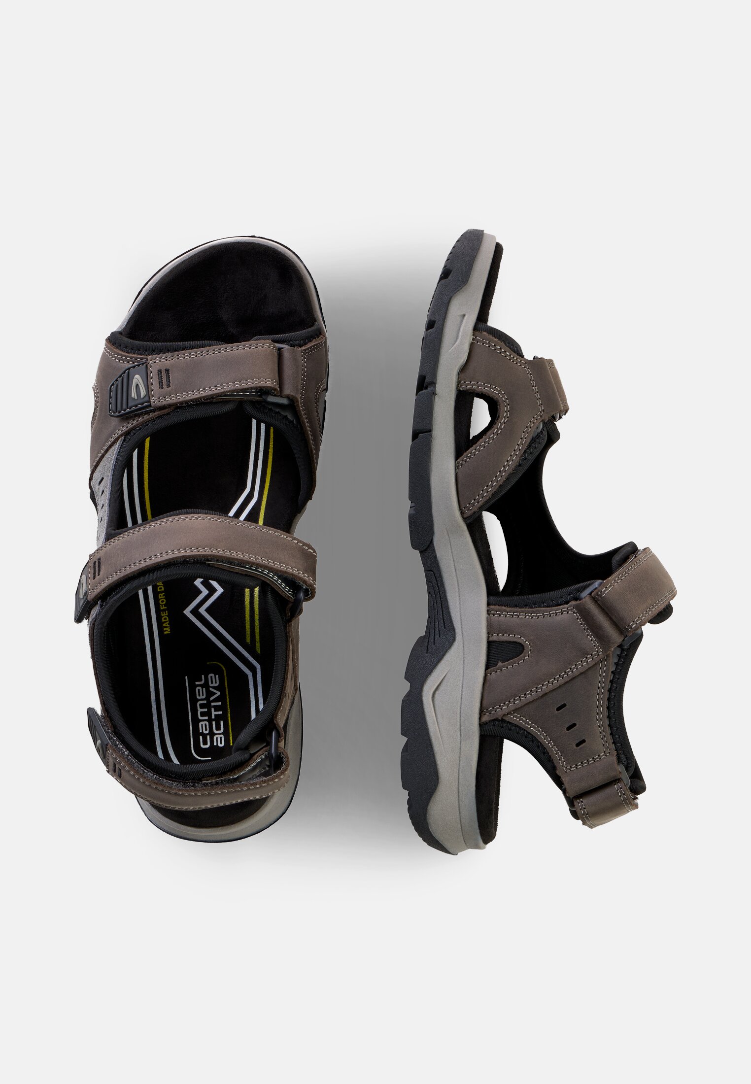 Men Leather sandal with profiled TPR sole frontal top