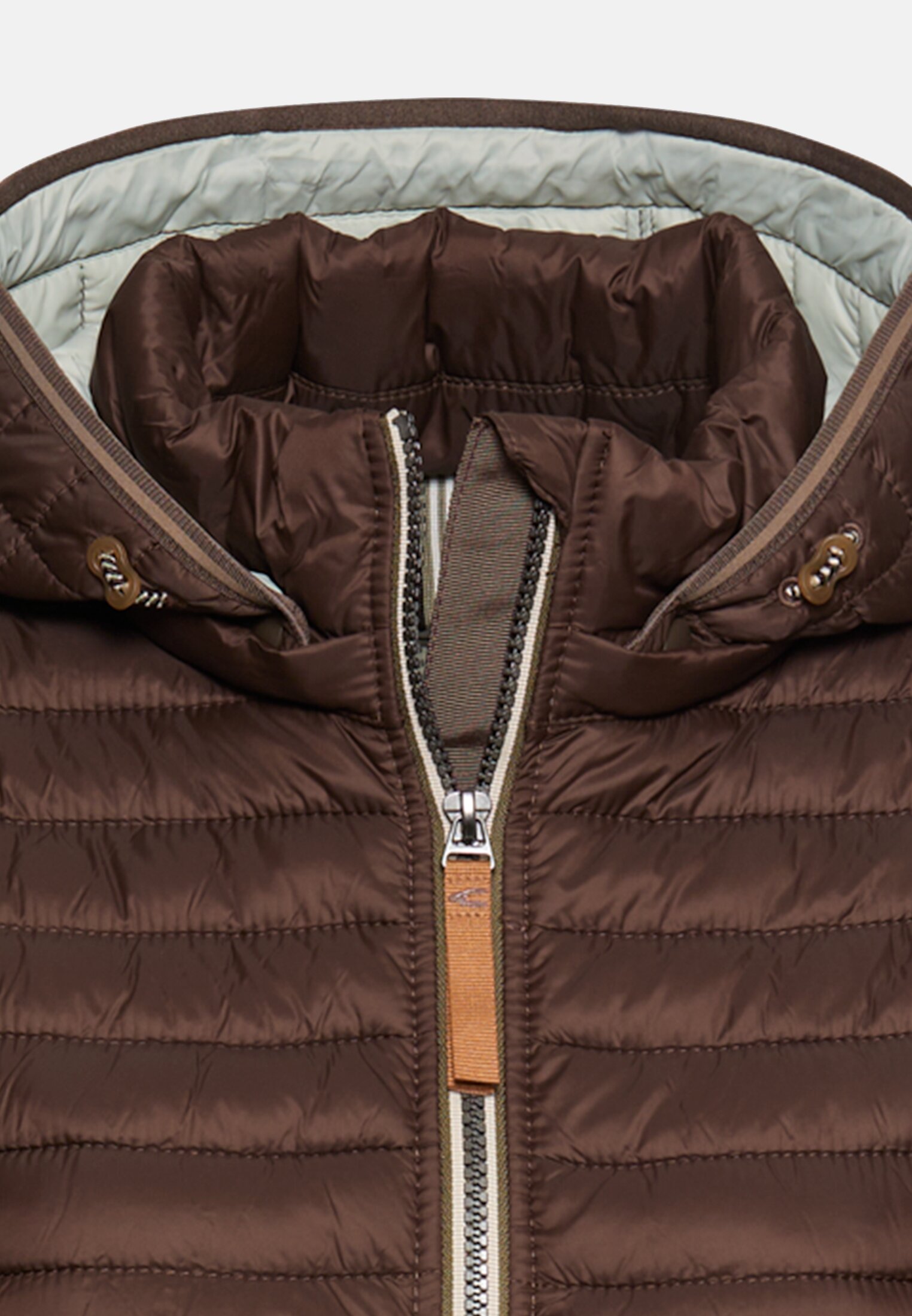 Women Windproof jacket with side knit insert Brown front close
