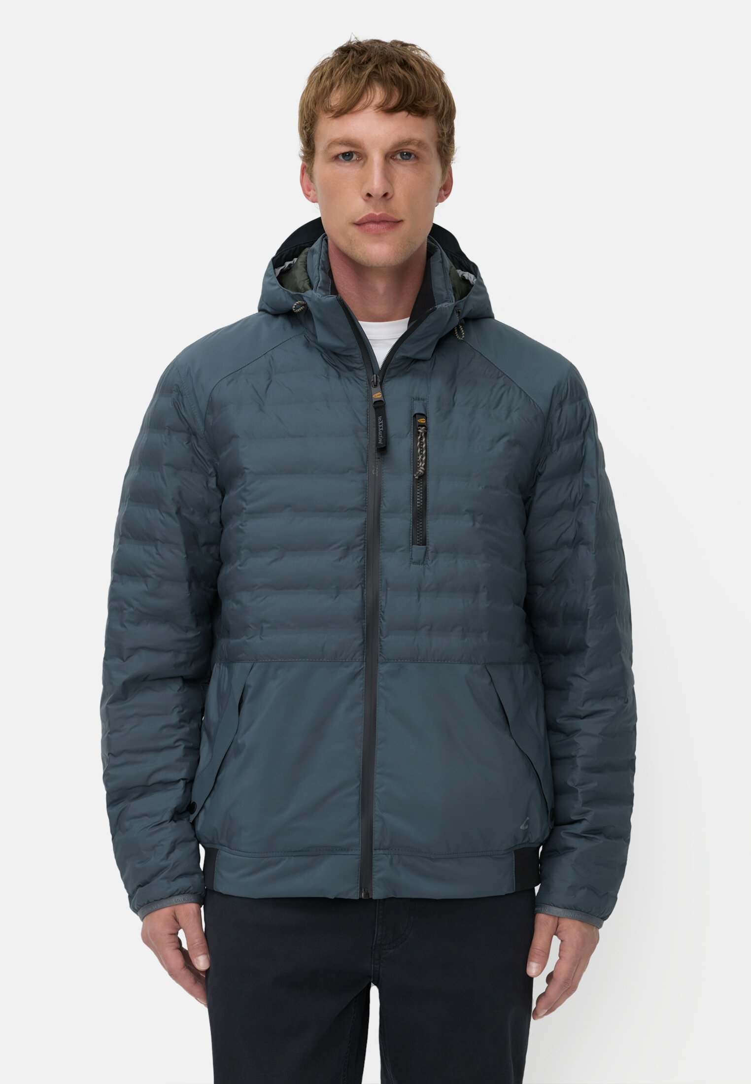 Herren teXXXactive® Blouson mit abnehmbarer Kapuze Tintenblau getragen vorn